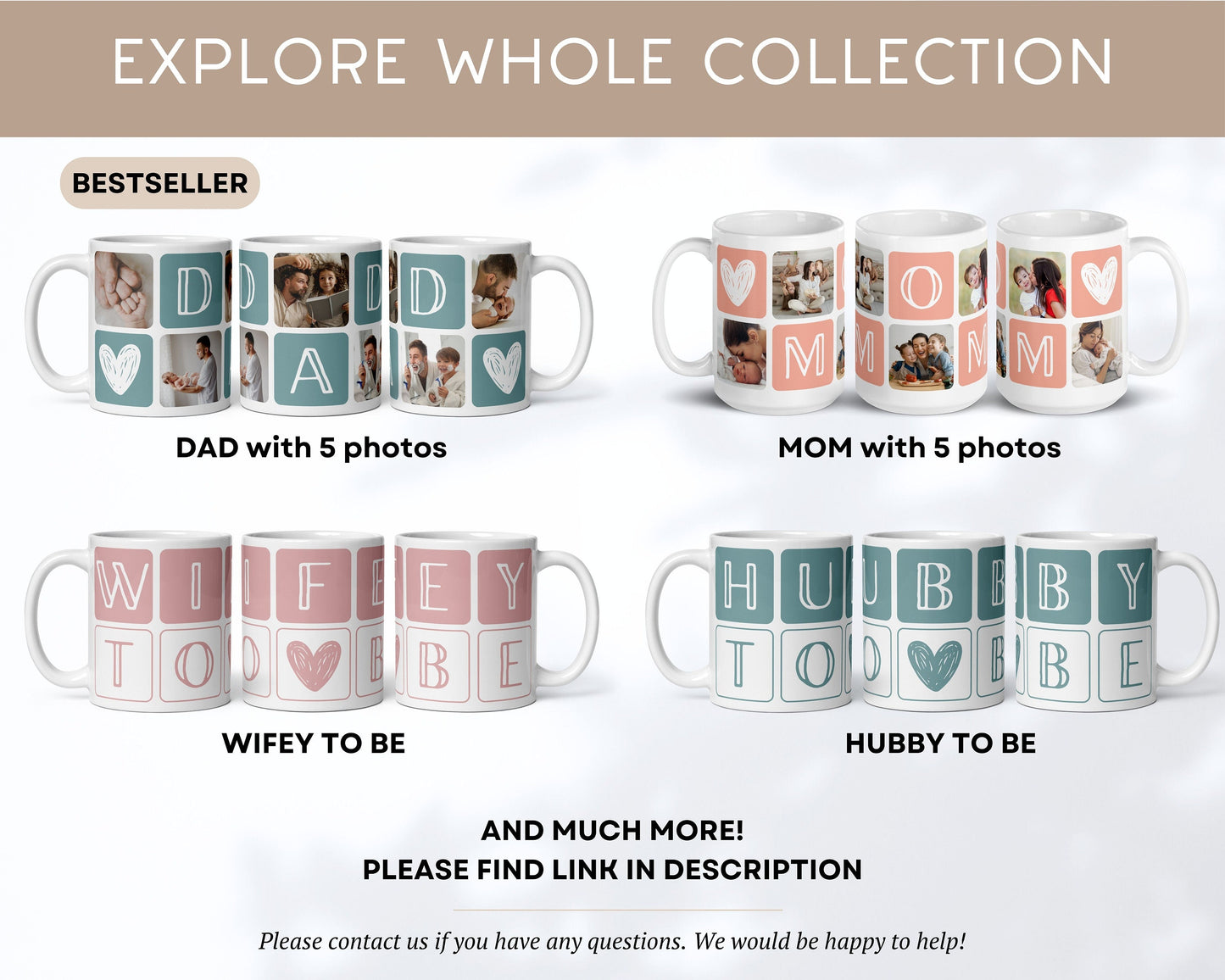 Personalised Grandad Mug Custom Grandpa Photo Mug for Grandad Birthday Gift for PAPA 60th Birthday Gift from Grandchildren Picture Grid Gift - LAUMIANstudio