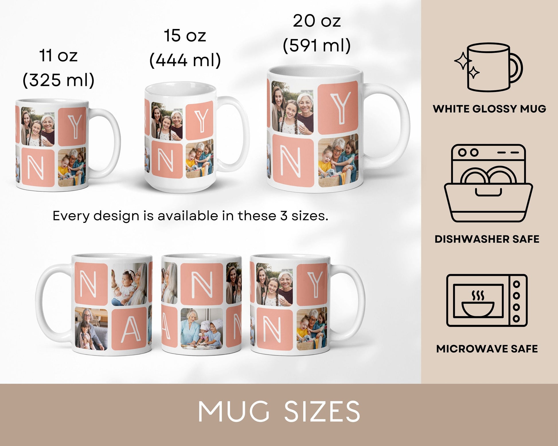 Grandma Photo Mug Christmas Gift for Nanny 70th Birthday Keepsake from Grandchildren Grandma Gift Photo Baby Face Mug Photo Keepsake Granny - LAUMIANstudio