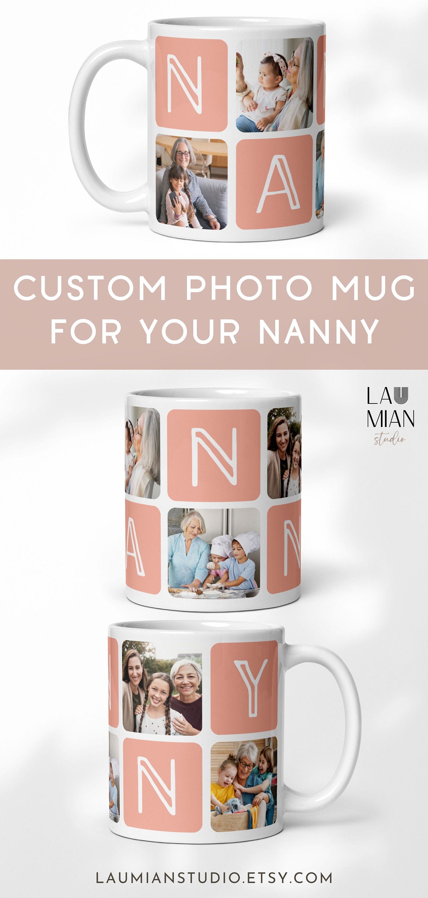 Grandma Photo Mug Christmas Gift for Nanny 70th Birthday Keepsake from Grandchildren Grandma Gift Photo Baby Face Mug Photo Keepsake Granny - LAUMIANstudio