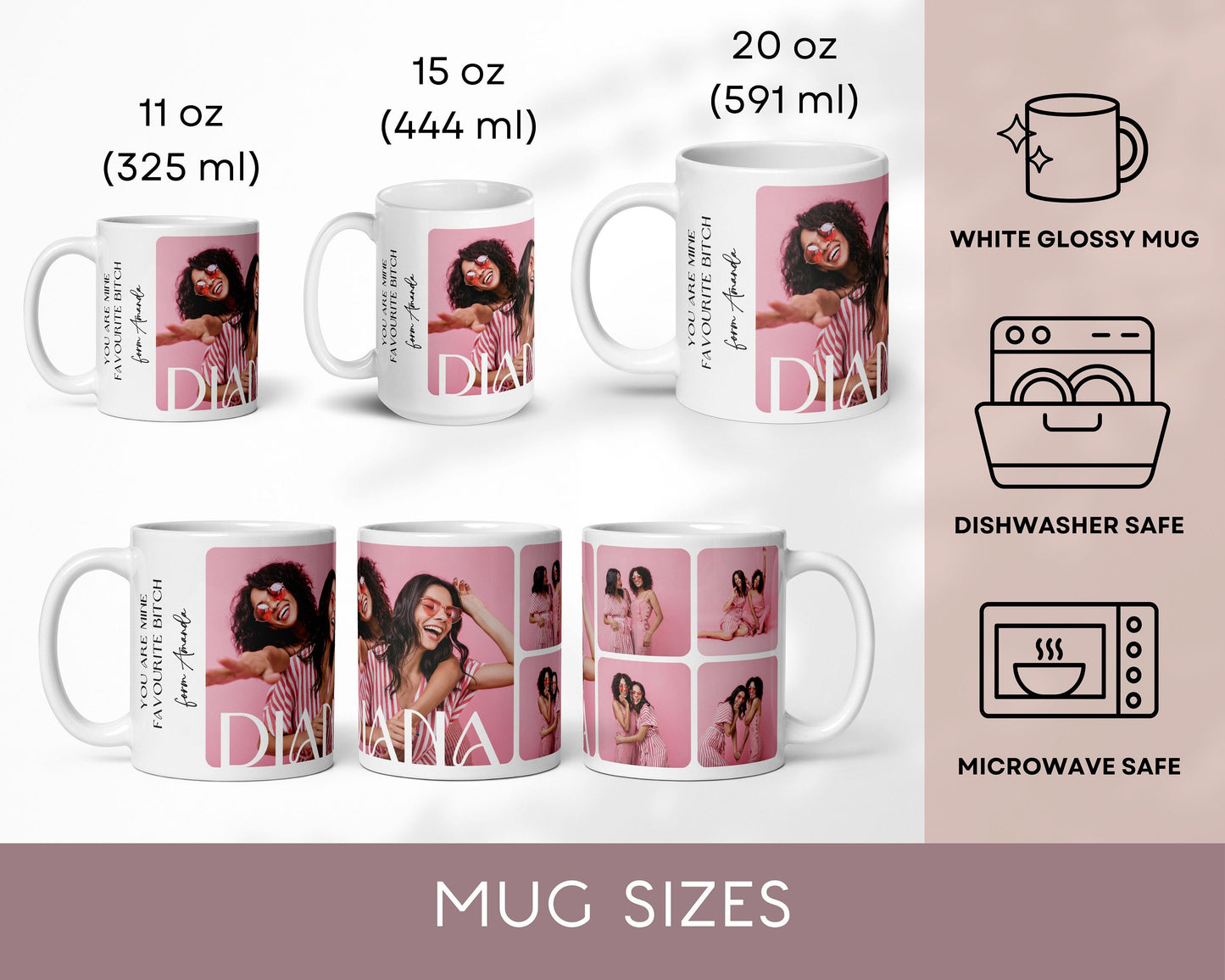 Personalized Mug with Photo Best Friend Christmas Gift Idea Custom Picture Mug for Sister Gift with My Text Mug - LAUMIANstudio