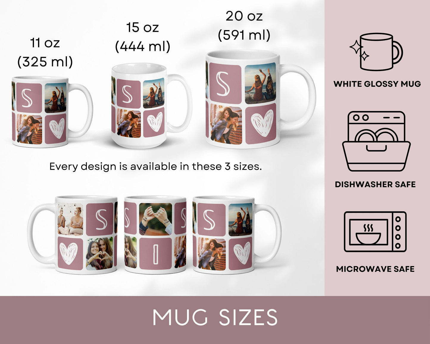 Personalized Photo Mug Sister Photo Mug Sis Birthday Gift Idea Sister Keepsake Love You Sis Gift Cute Little Sis Gift Big Sis Picture Mug - LAUMIANstudio