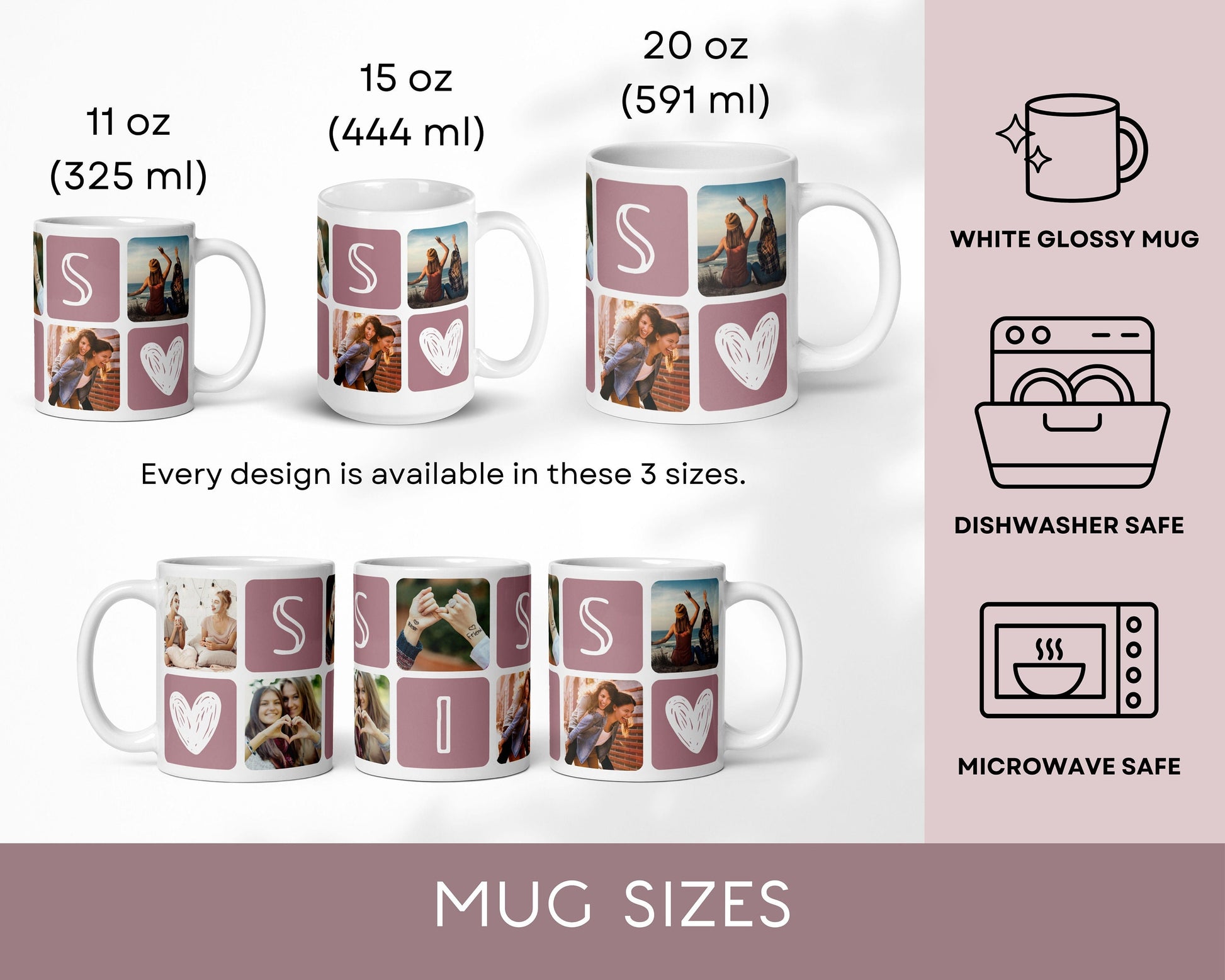 Personalized Photo Mug Sister Photo Mug Sis Birthday Gift Idea Sister Keepsake Love You Sis Gift Cute Little Sis Gift Big Sis Picture Mug - LAUMIANstudio