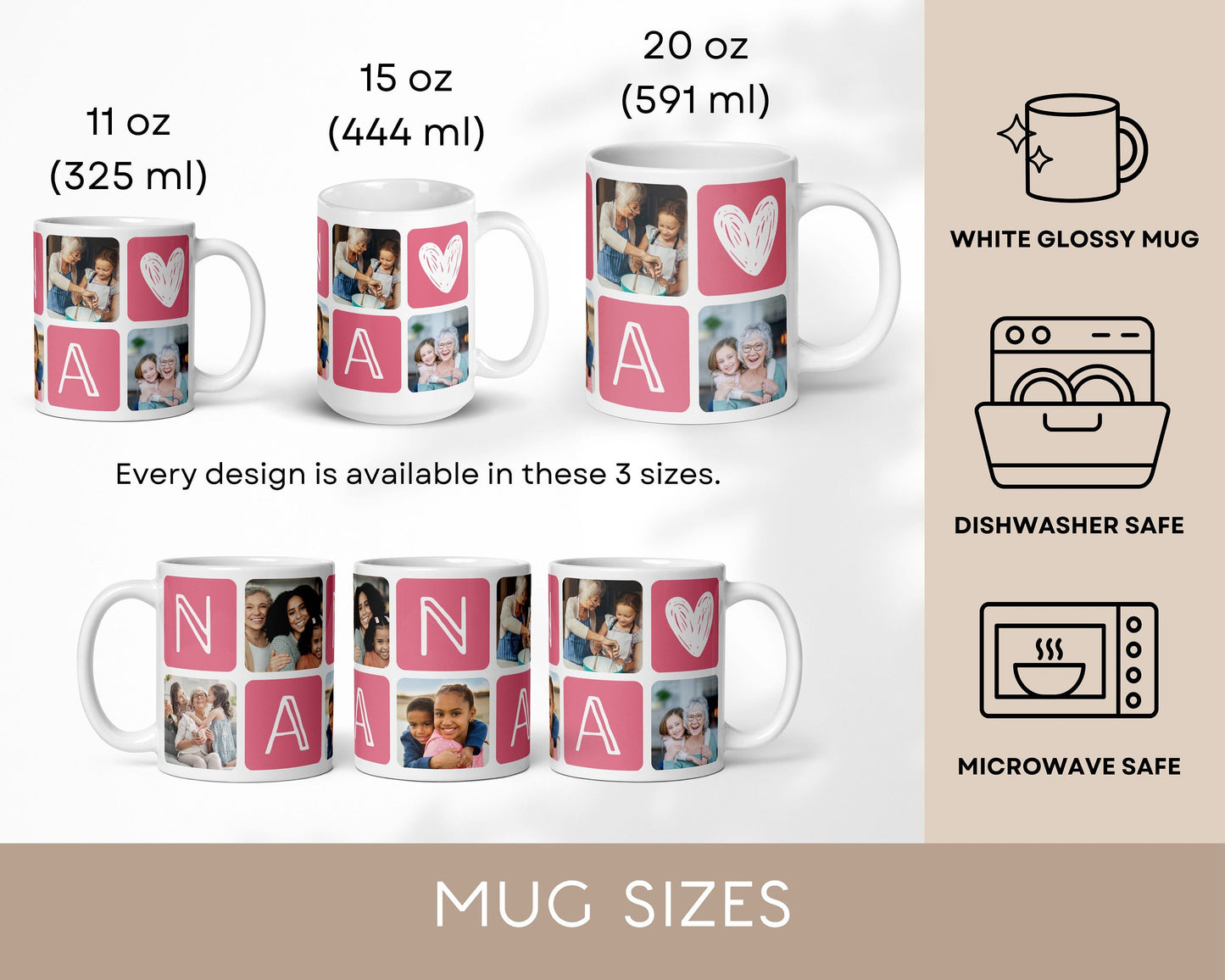 Grandma Photo Mug Custom Mother Day Gift for Gram Grandchildren Photo Gift Idea Grandma Birthday Coffee Mug Picture Keepsake for Grandmother - LAUMIANstudio