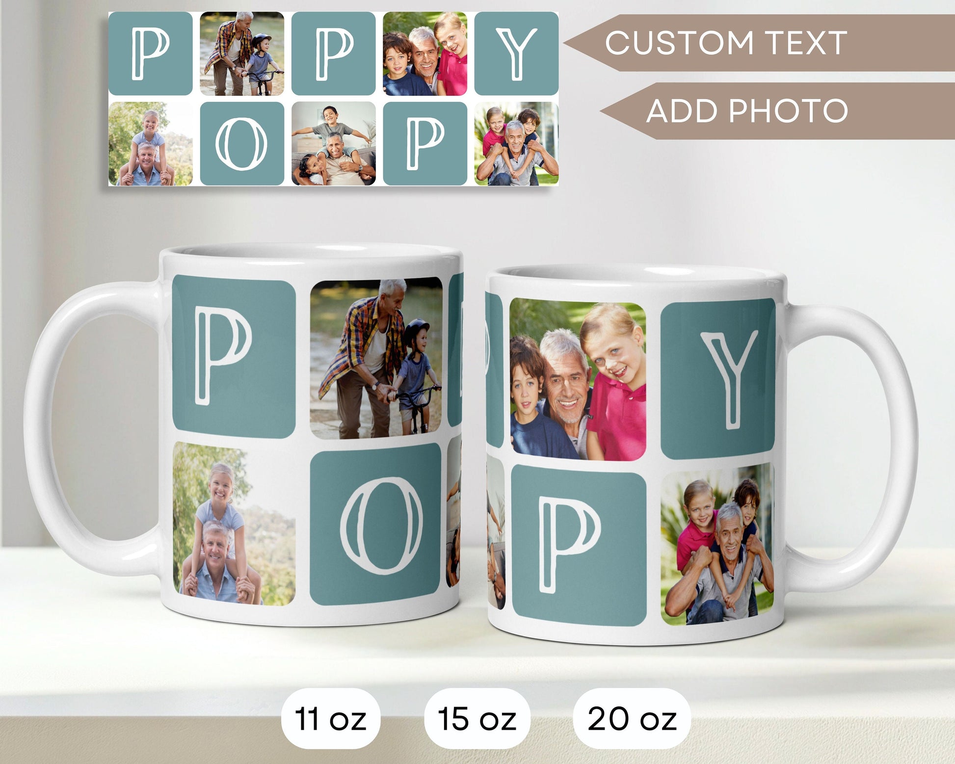 Grandpa Keepsake Family Christmas Gift Grandpa Mug Photo Personalised Gift for Gpa Custom Photo Mug from Grandchildren 70th Birthday Gift - LAUMIANstudio