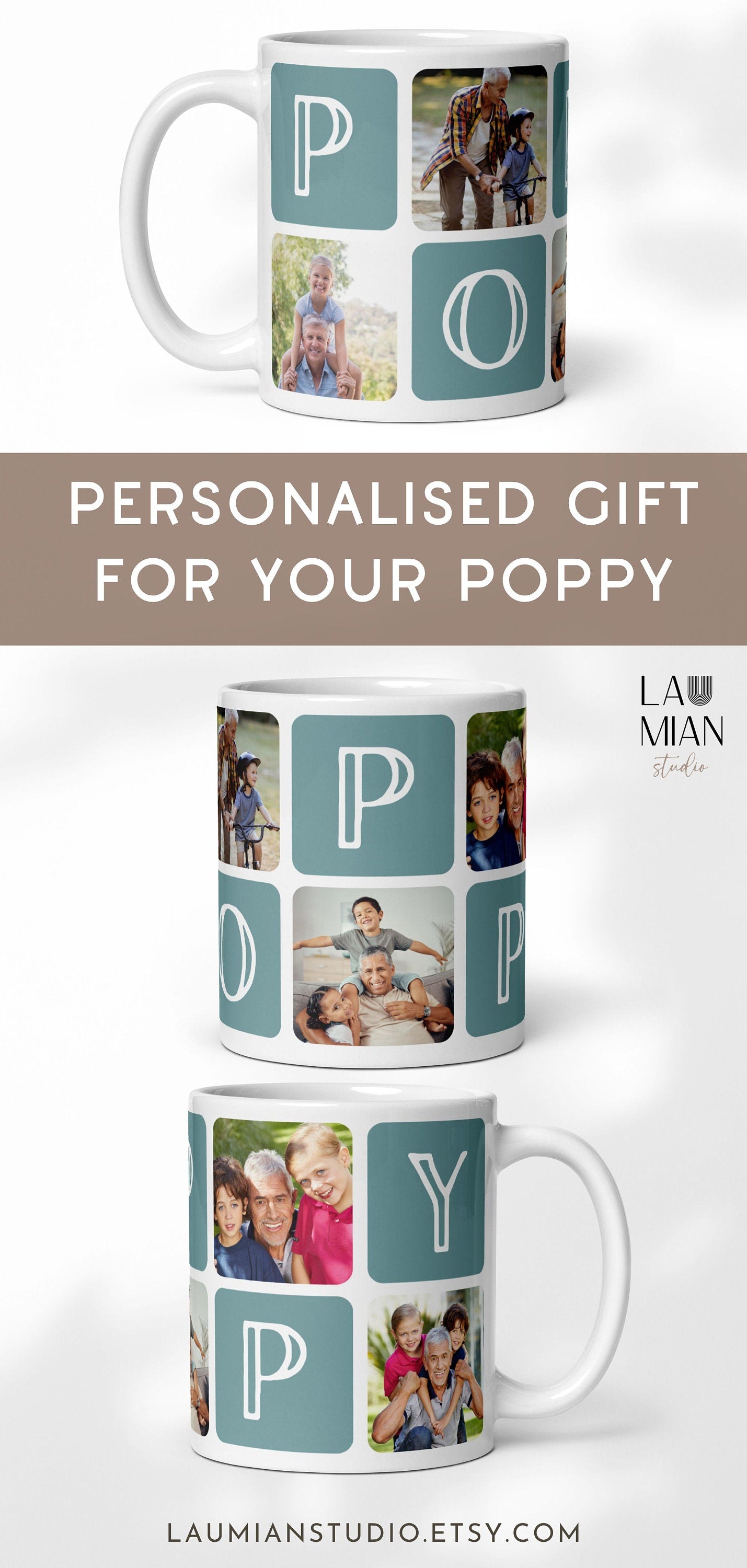 Grandpa Keepsake Family Christmas Gift Grandpa Mug Photo Personalised Gift for Gpa Custom Photo Mug from Grandchildren 70th Birthday Gift - LAUMIANstudio