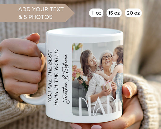 Custom NANA Photo Mug Personalized Message for Grandma Worlds Best Nana Ever Gift 70th Birthday Photo Keepsake for Granny Custom Picture Mug - LAUMIANstudio