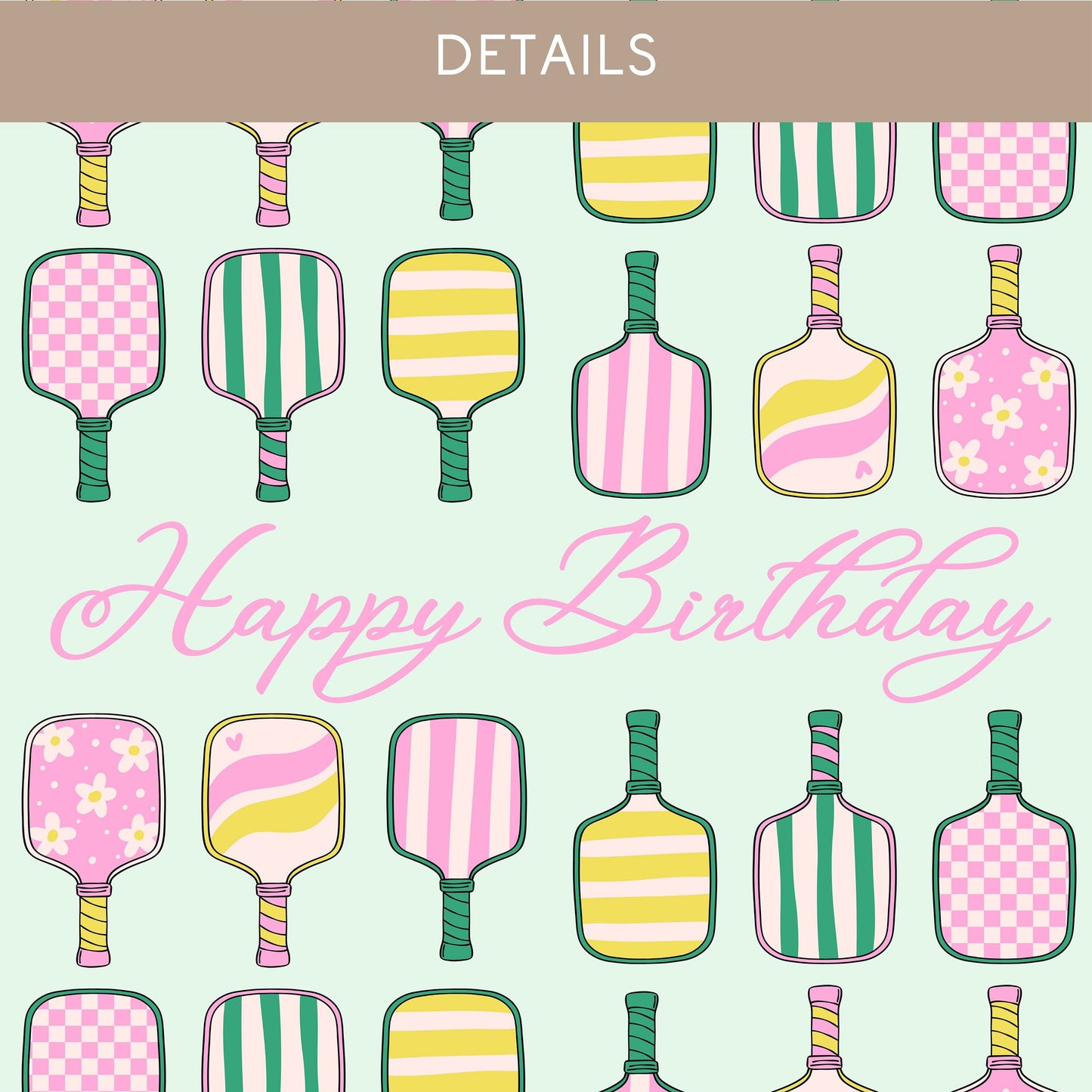 Wrapping Paper Pickleball Happy Birthday Green Wrap Paper Roll Girly Gift Wrapping Paper 35th Birthday Gift Idea Wrap Paper Cute Design Bat - LAUMIANstudio