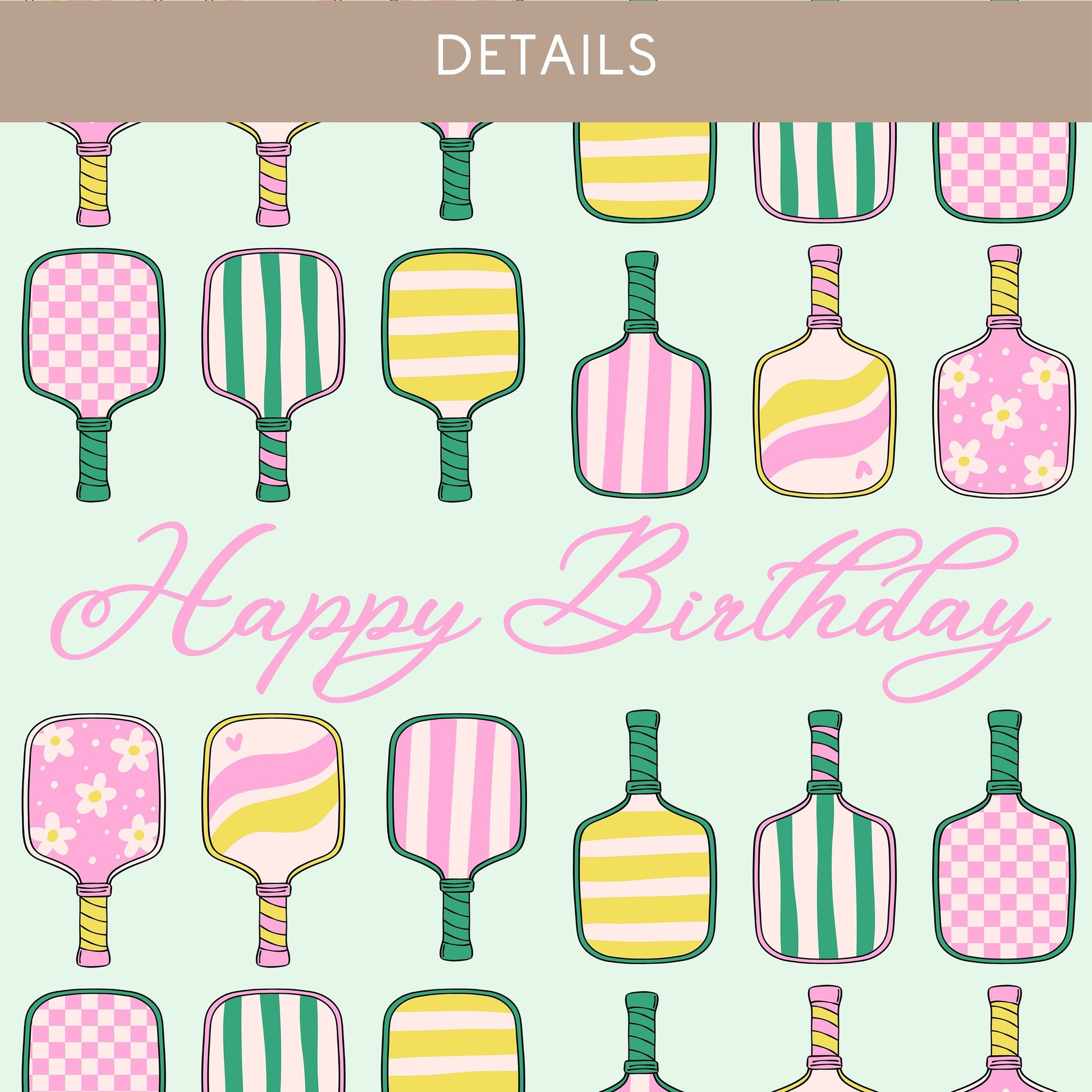 Wrapping Paper Pickleball Happy Birthday Green Wrap Paper Roll Girly Gift Wrapping Paper 35th Birthday Gift Idea Wrap Paper Cute Design Bat - LAUMIANstudio