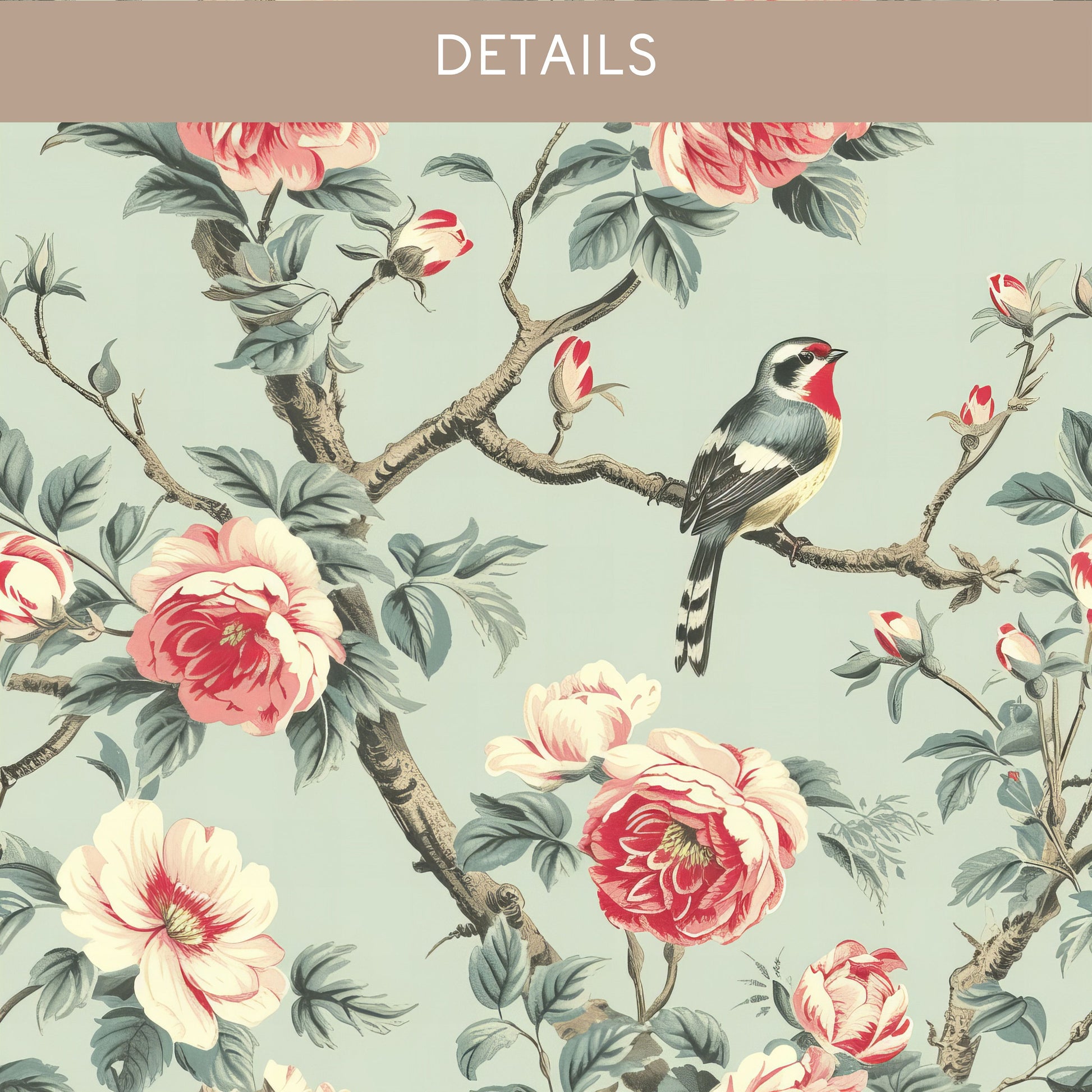 Floral Wrapping Paper Roll with Bird Gift Wrap: Sage Green, Flowers, Birthday, Wedding - LAUMIANstudio