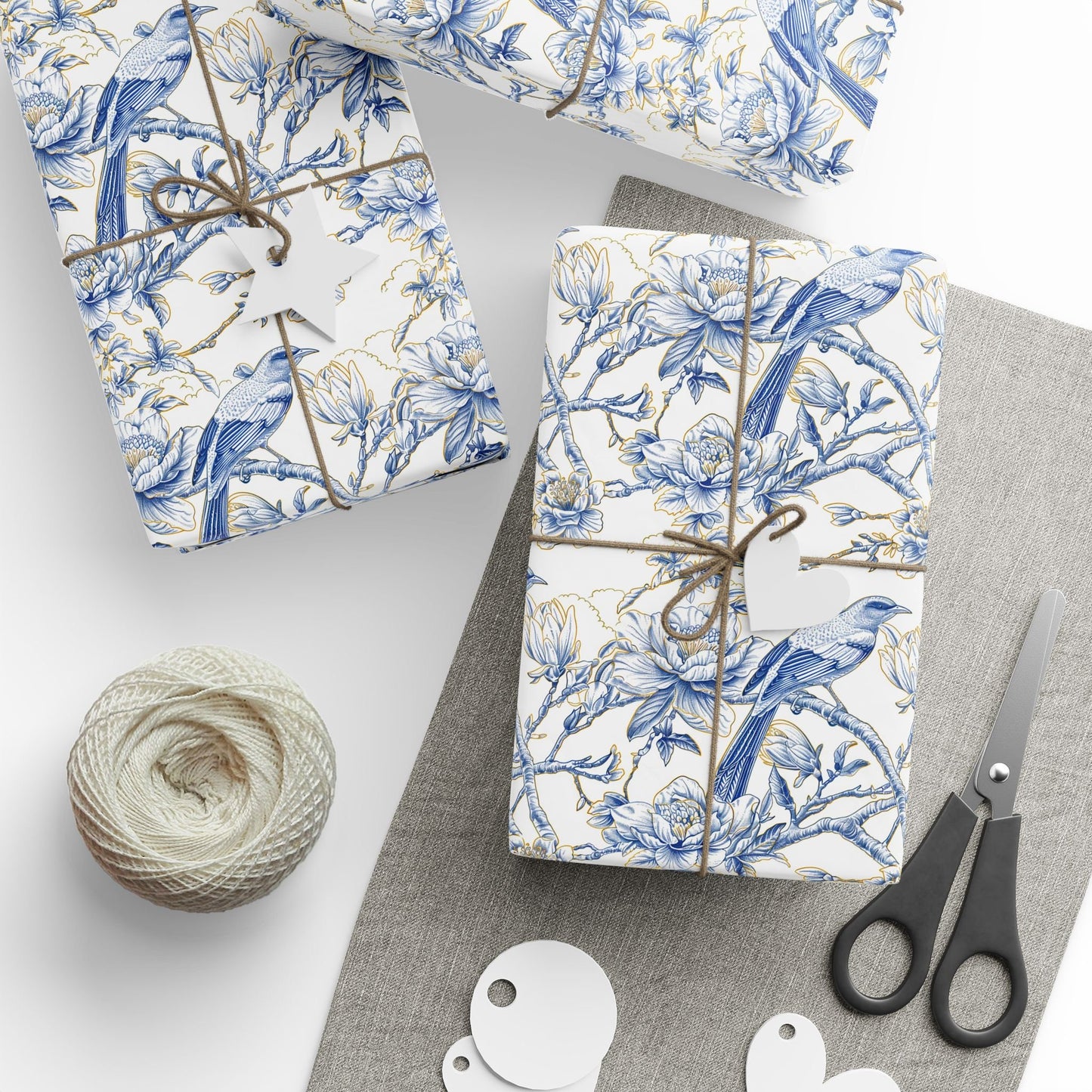 Elegant Chinoiserie Wrapping Paper Luxury Blue Gold Chinoiserie Gift Wrap Wedding Something Blue Present Wrap Paper Roll Luxury Wedding Wrap - LAUMIANstudio