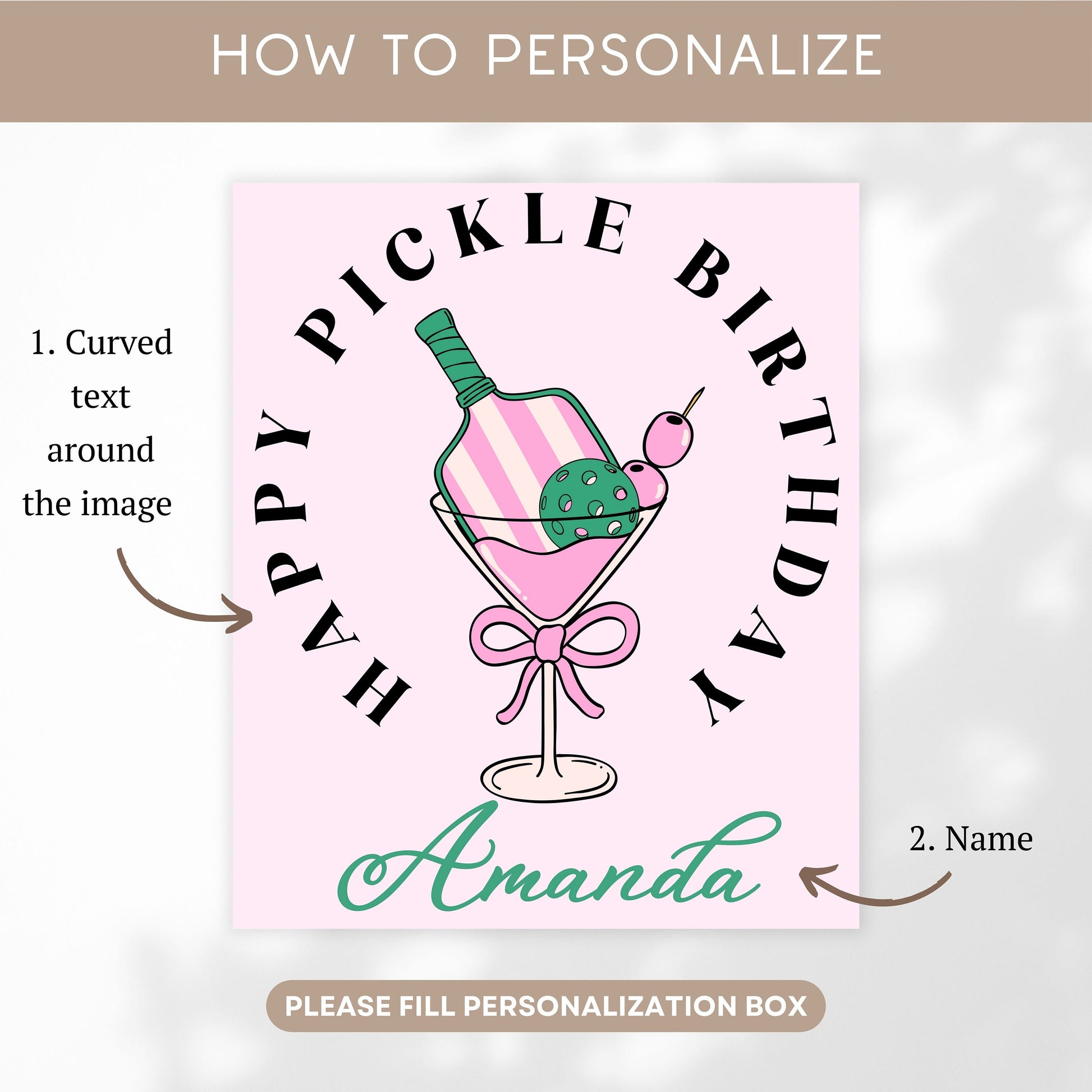 Personalized Birthday Wrapping Paper for Her: Martini, Pickleball Player Gift Wrap - LAUMIANstudio