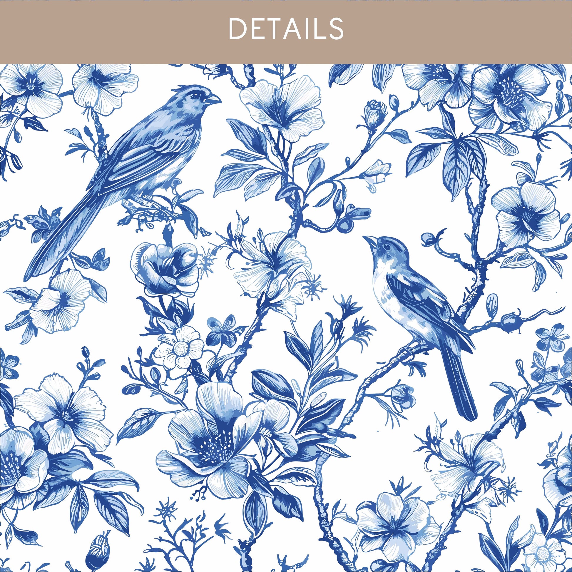Blue Chinoiserie Wrapping Paper Blue Floral Toile Gift Wrap Roll Blue White Bird Present Wrap Baby Shower Wedding Gift Wrap Bridal Shower - LAUMIANstudio