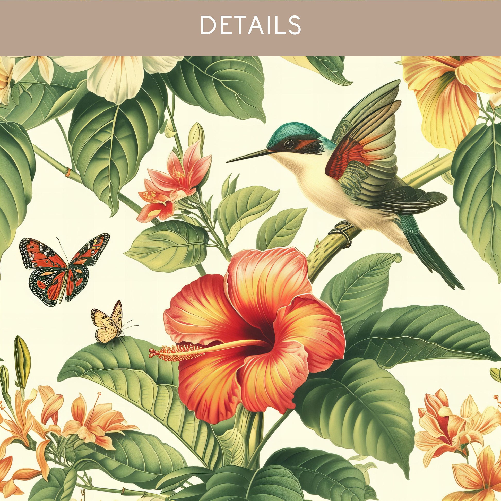 Vintage Floral Wrapping Paper Spring Butterfly Gift Wrap Bird Floral Wrapping Paper Roll Hawaii Flower Gift Wrap Tropical Wedding Wrapping - LAUMIANstudio
