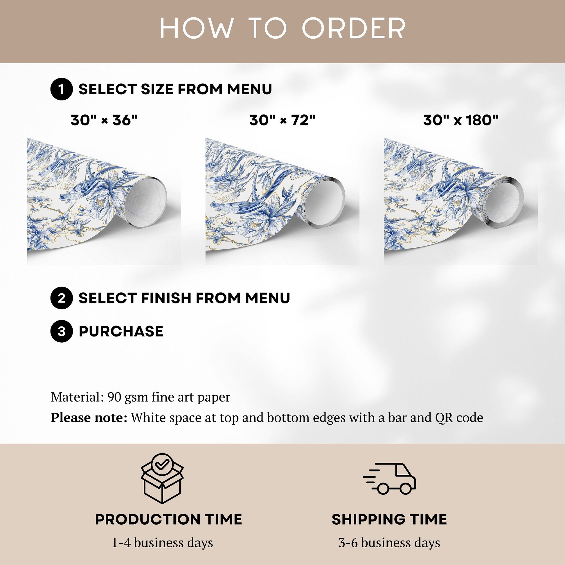 Elegant Chinoiserie Wrapping Paper Luxury Blue Gold Chinoiserie Gift Wrap Wedding Something Blue Present Wrap Paper Roll Luxury Wedding Wrap - LAUMIANstudio