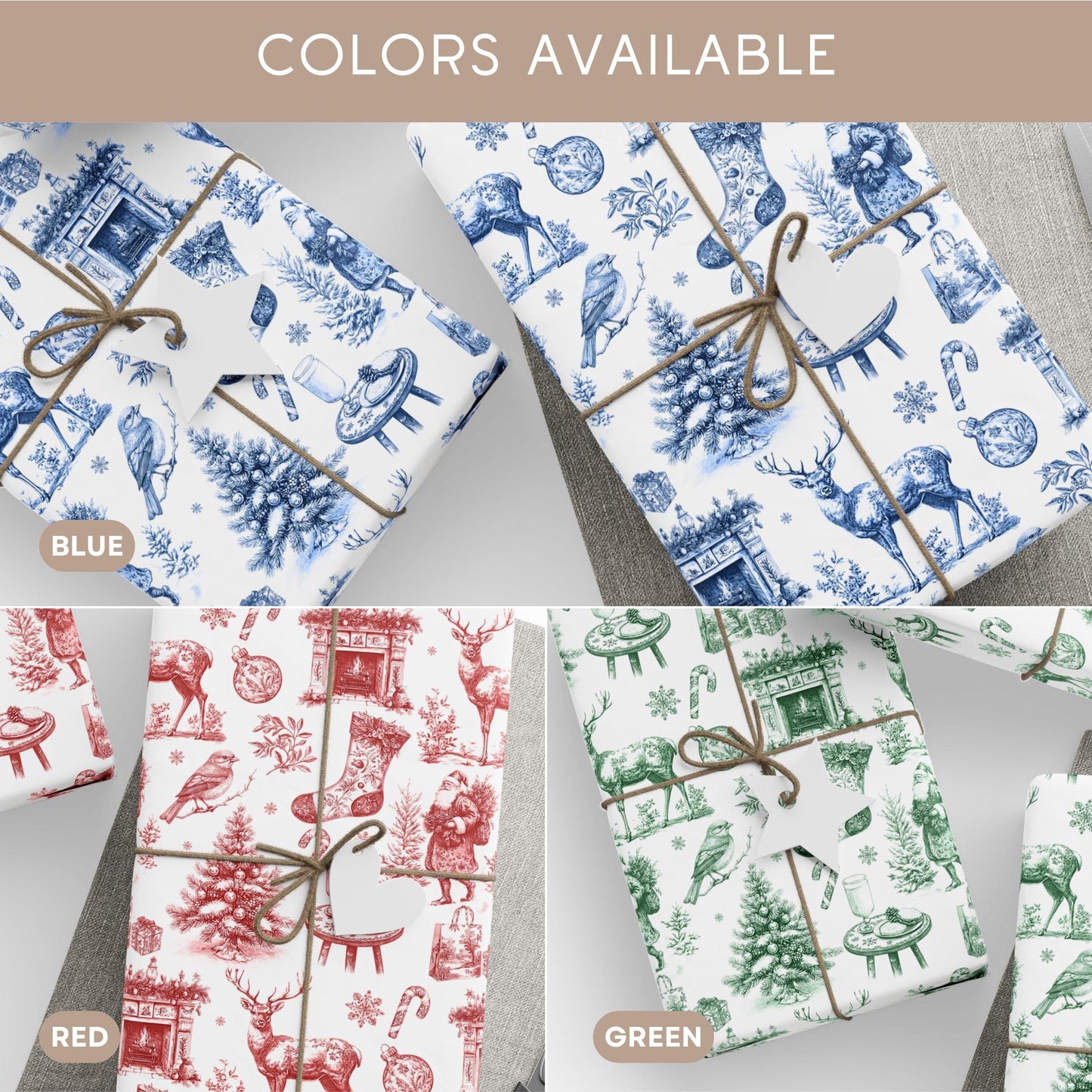 Purple Christmas Toile Wrapping Paper Purple Wrapping Paper Deer Christmas Gift Wrap Luxury Lilac Holiday Wrap Purple Christmas Tree Wrap - LAUMIANstudio