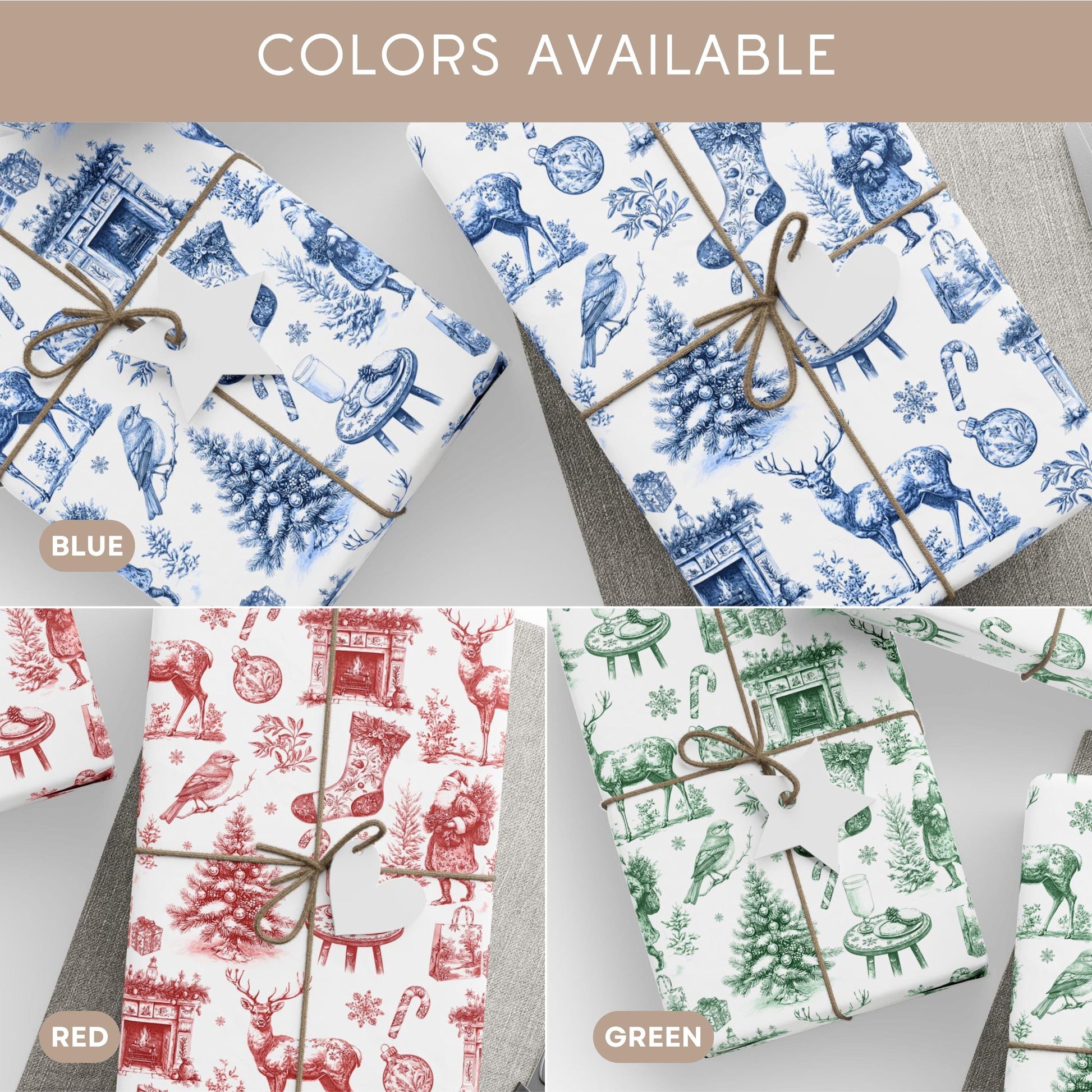 Vintage Blue Christmas Wrapping Paper Old Fashioned Gift Wrap Grandma Christmas Gift Wrap Traditional Print Gift Paper Vintage Toile Blue - LAUMIANstudio