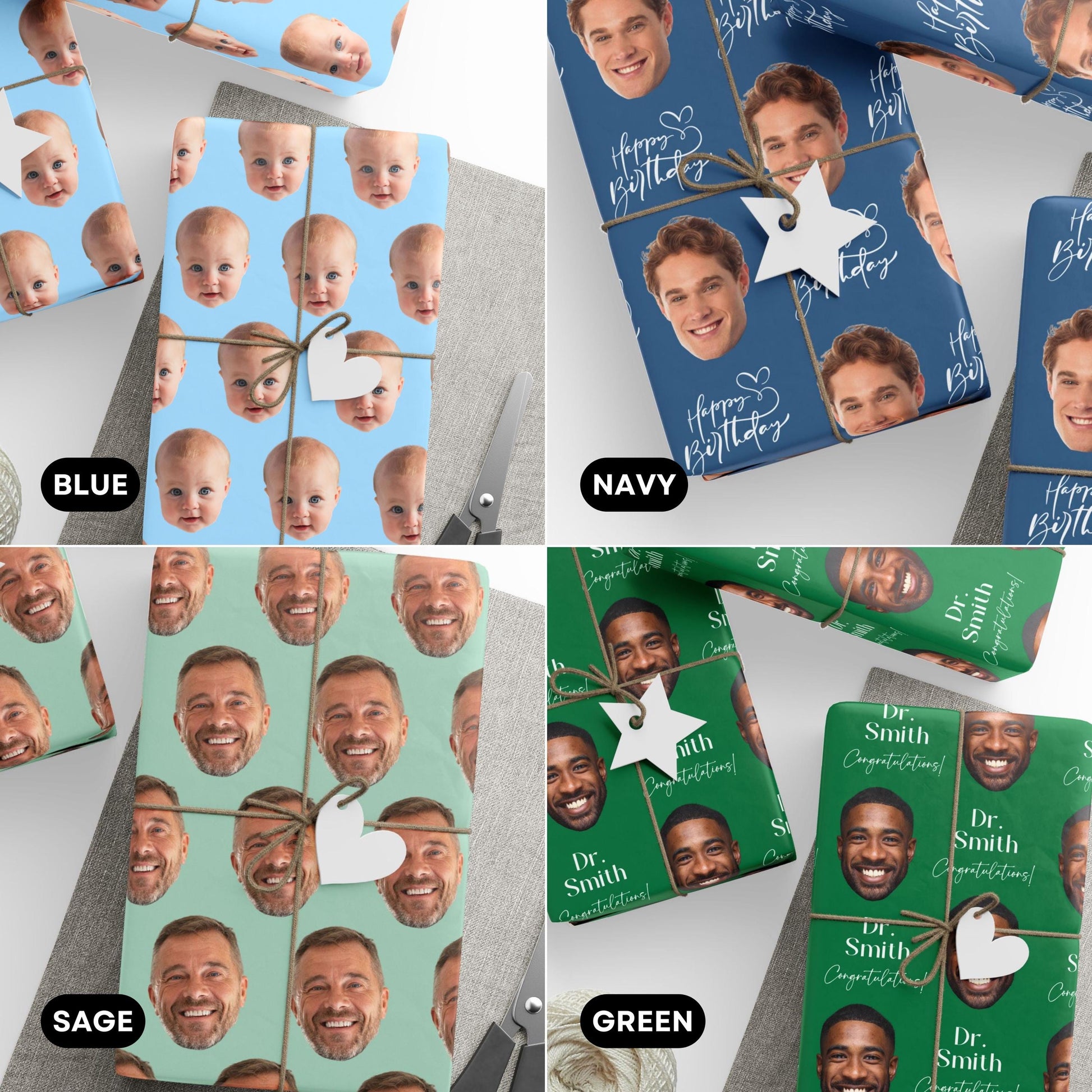 Baby Girl 2nd Birthday Wrapping Paper Custom Face Gift Wrap Mauve Photo Wrapping Paper Funny Photo Gift Wrap Birthday Girl Gift Wrap Idea - LAUMIANstudio