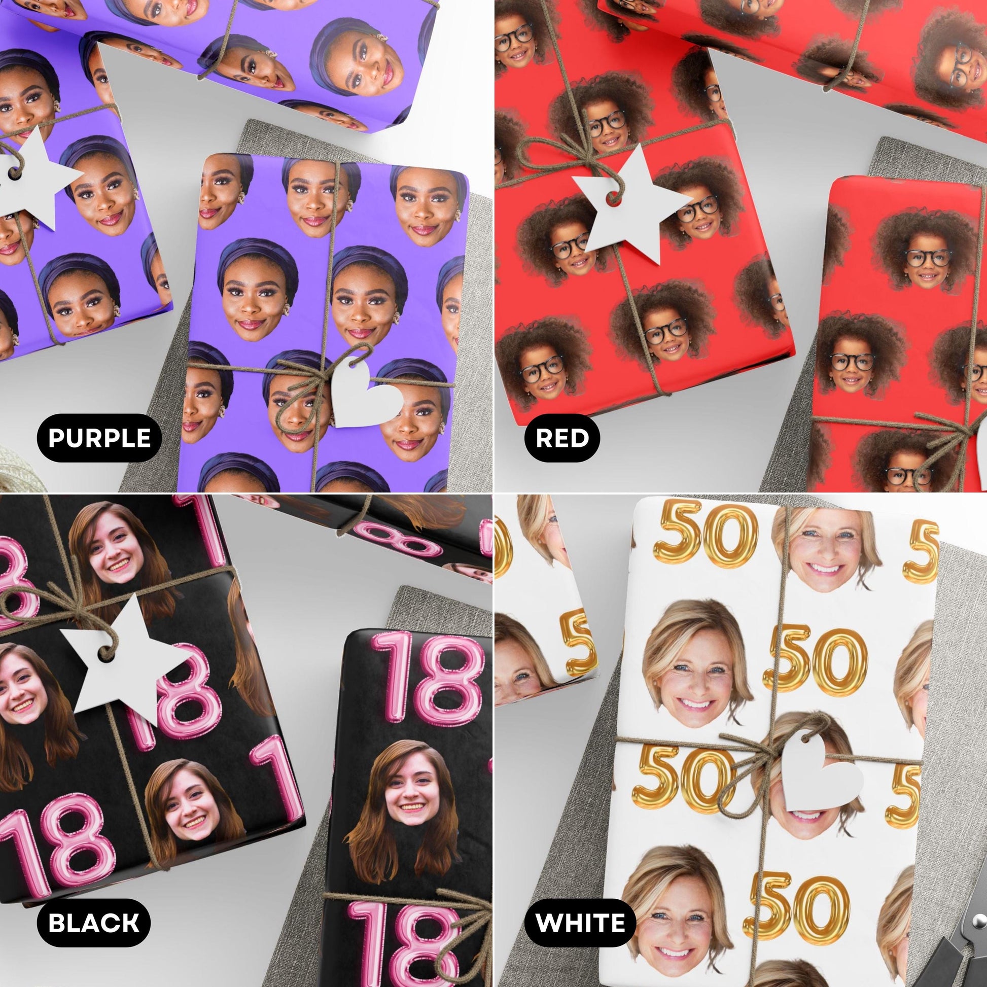 Baby Girl 2nd Birthday Wrapping Paper Custom Face Gift Wrap Mauve Photo Wrapping Paper Funny Photo Gift Wrap Birthday Girl Gift Wrap Idea - LAUMIANstudio