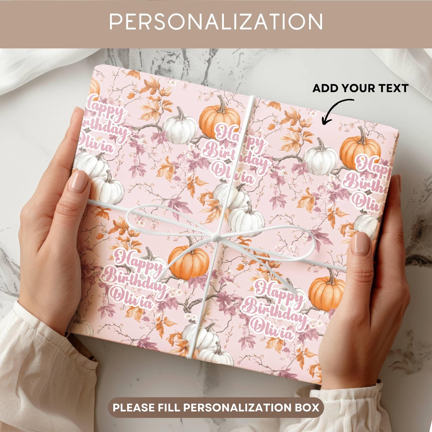 Cute Pink Pumpkin Wrapping Paper Fall Birthday Gift Wrap Halloween Girly Wrap Sheet Daughter Birthday Gift Packaging Pumpkin Toile Gift Wrap - LAUMIANstudio