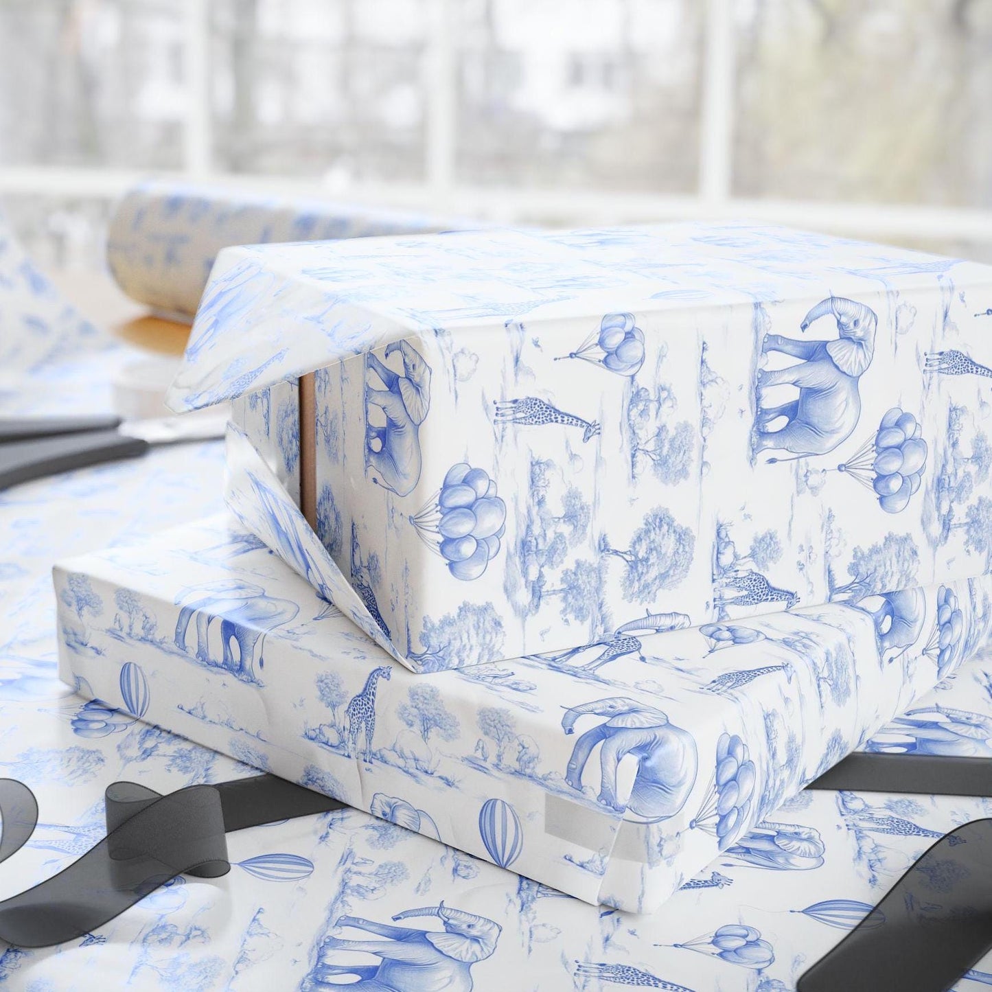 Gender Reveal Gift Wrapping Paper Neutral Baby Shower Gift Wrap Toile Sage Wrapping Paper Nature Animal Gift Wrap Safari Birthday Party - LAUMIANstudio