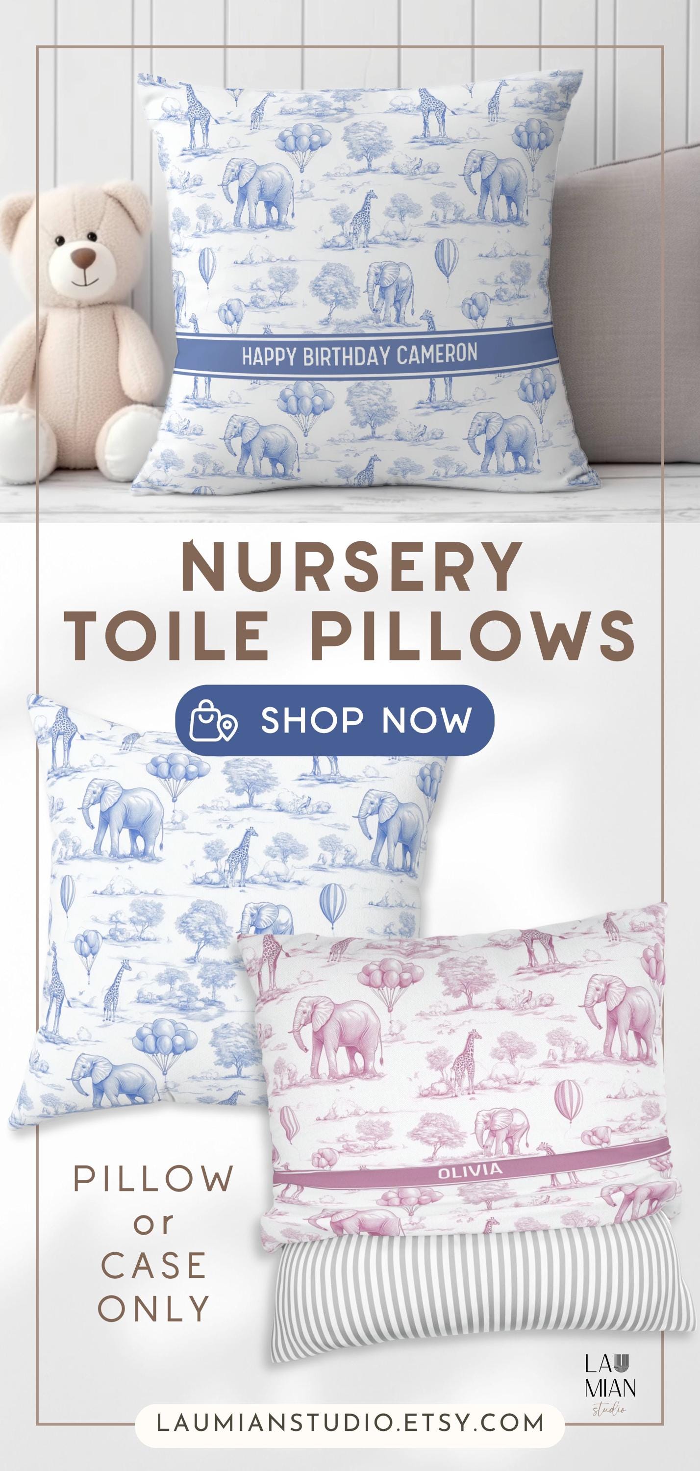 Toile Art Pillow Cover Nursery Safari Pillow Custom Baby Shower Gift Luxury Cushion Cover Elephant Chinoiserie Pillow Kid Toile de Jouy Case - LAUMIANstudio