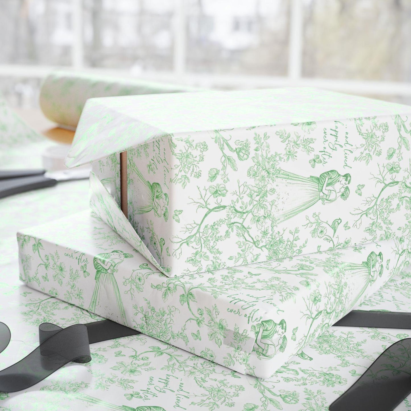 Custom Name Bride and Groom Gift Wrap Wedding Toile Pink Wrapping Paper Personalized Mr and Mrs Present Wrapping Paper Roll Long Chinoiserie - LAUMIANstudio