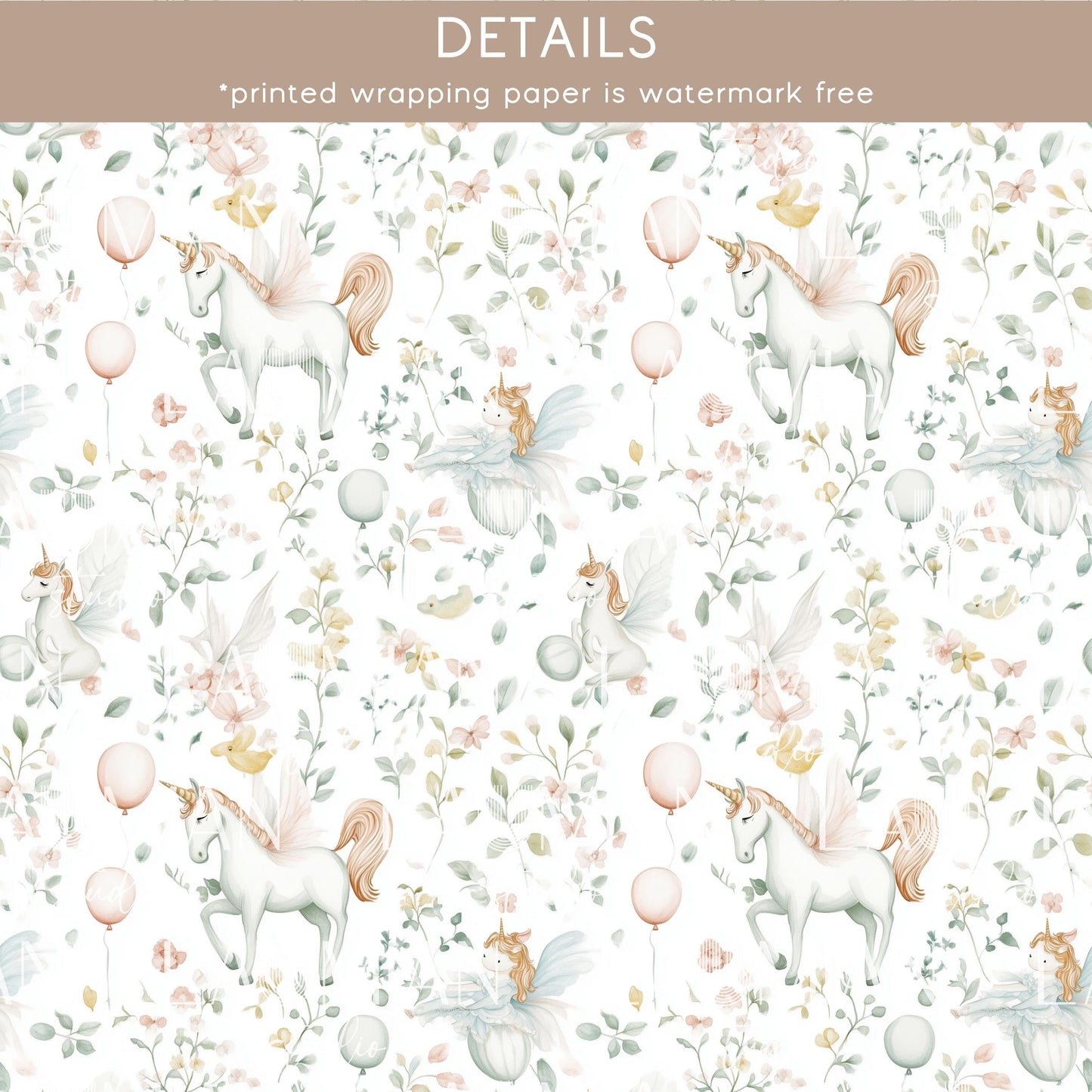 Girl Birthday Gift Wrap Unicorn Wrapping Paper Toile Unicorn Birthday Party Decor Toile de Jouy Present Wrap 6th Birthday Gift Wrap Unicorn - LAUMIANstudio