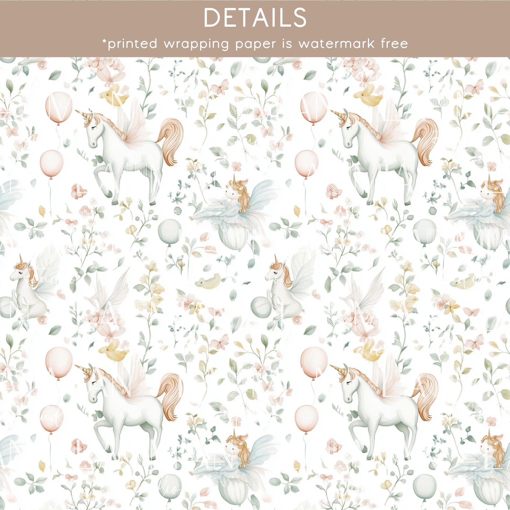 Girl Birthday Gift Wrap Unicorn Wrapping Paper Toile Unicorn Birthday Party Decor Toile de Jouy Present Wrap 6th Birthday Gift Wrap Unicorn - LAUMIANstudio