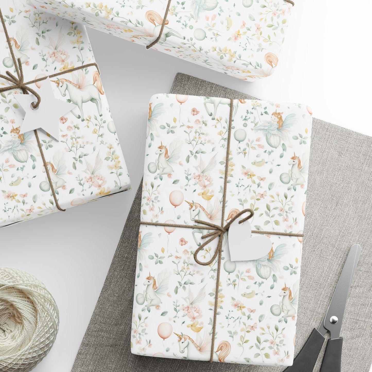 Girl Birthday Gift Wrap Unicorn Wrapping Paper Toile Unicorn Birthday Party Decor Toile de Jouy Present Wrap 6th Birthday Gift Wrap Unicorn - LAUMIANstudio