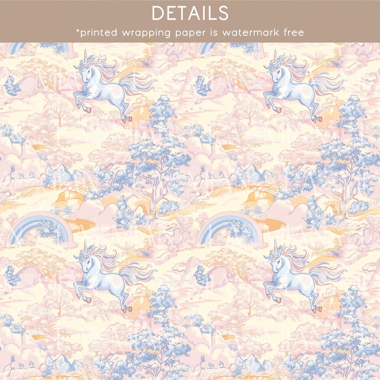 Girl Unicorn Wrapping Paper Pastel Unicorn Present Wrap Unicorn Birthday Gift Wrap Pastel Rainbow Party Wrap Unicorn Party Supplies Rainbow - LAUMIANstudio