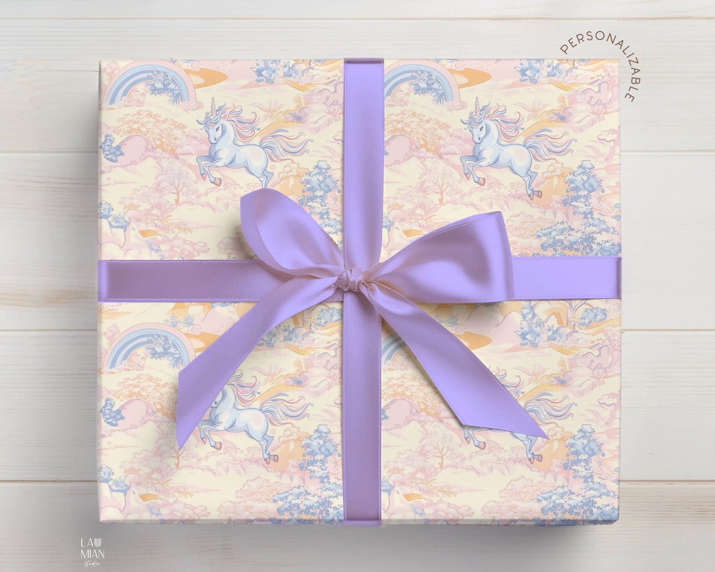 Girl Unicorn Wrapping Paper Pastel Unicorn Present Wrap Unicorn Birthday Gift Wrap Pastel Rainbow Party Wrap Unicorn Party Supplies Rainbow - LAUMIANstudio