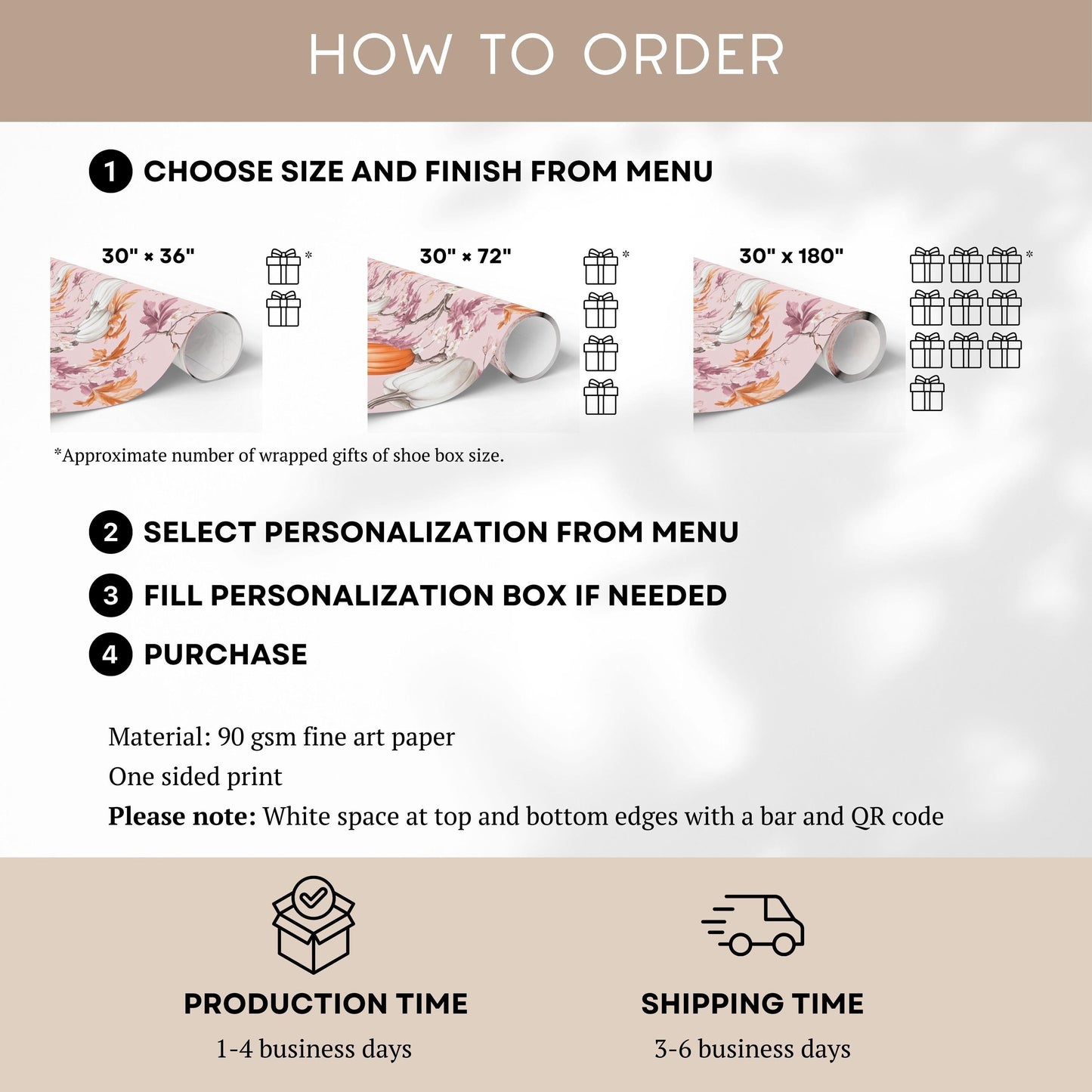 Personalizable Pinoween Gift Wrap Pink Pumpkin Wrapping Paper Autumn Birthday Party Present Wrapping Paper Roll Niece Sister Grandma Friend - LAUMIANstudio