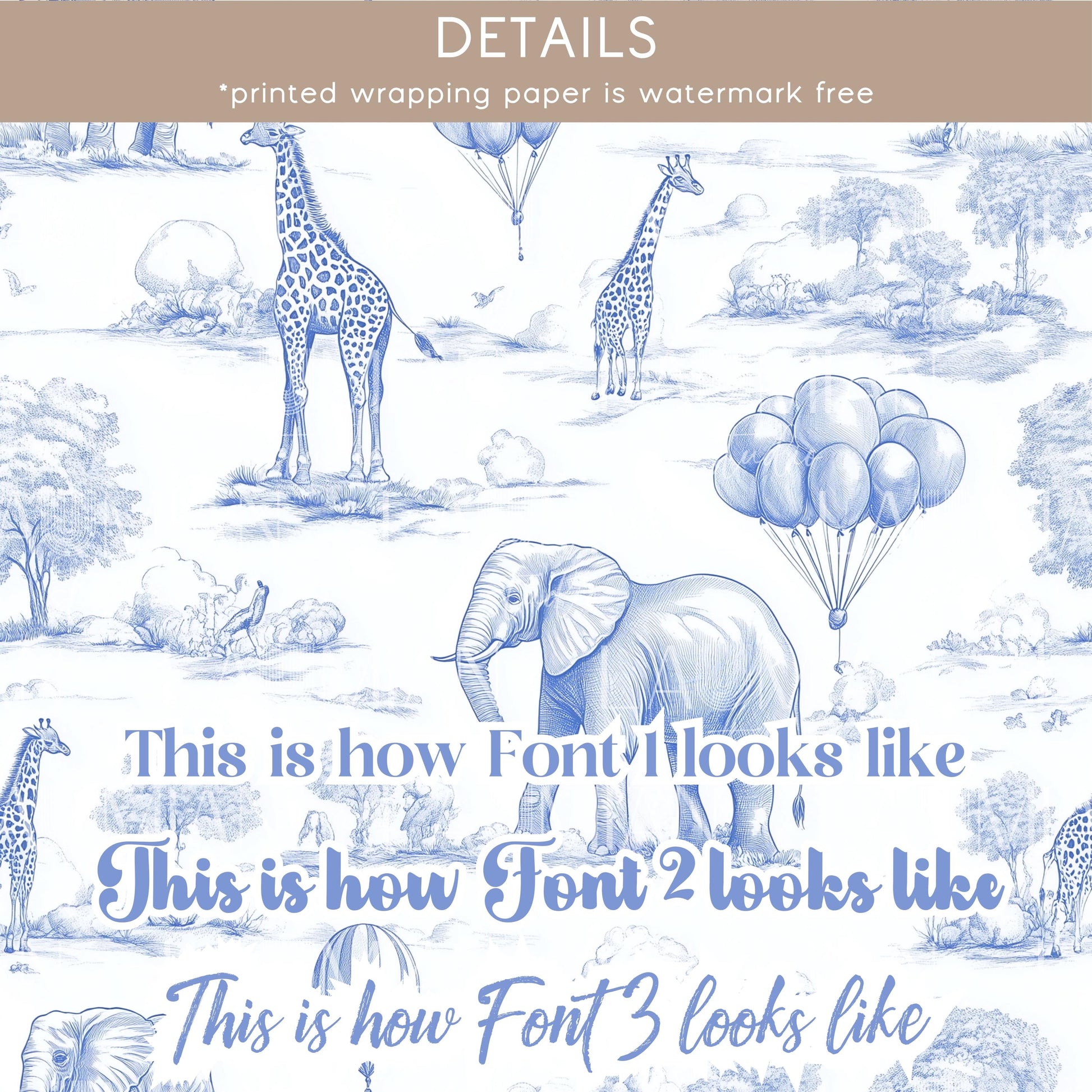 Gender Reveal Gift Wrapping Paper Neutral Baby Shower Gift Wrap Toile Sage Wrapping Paper Nature Animal Gift Wrap Safari Birthday Party - LAUMIANstudio