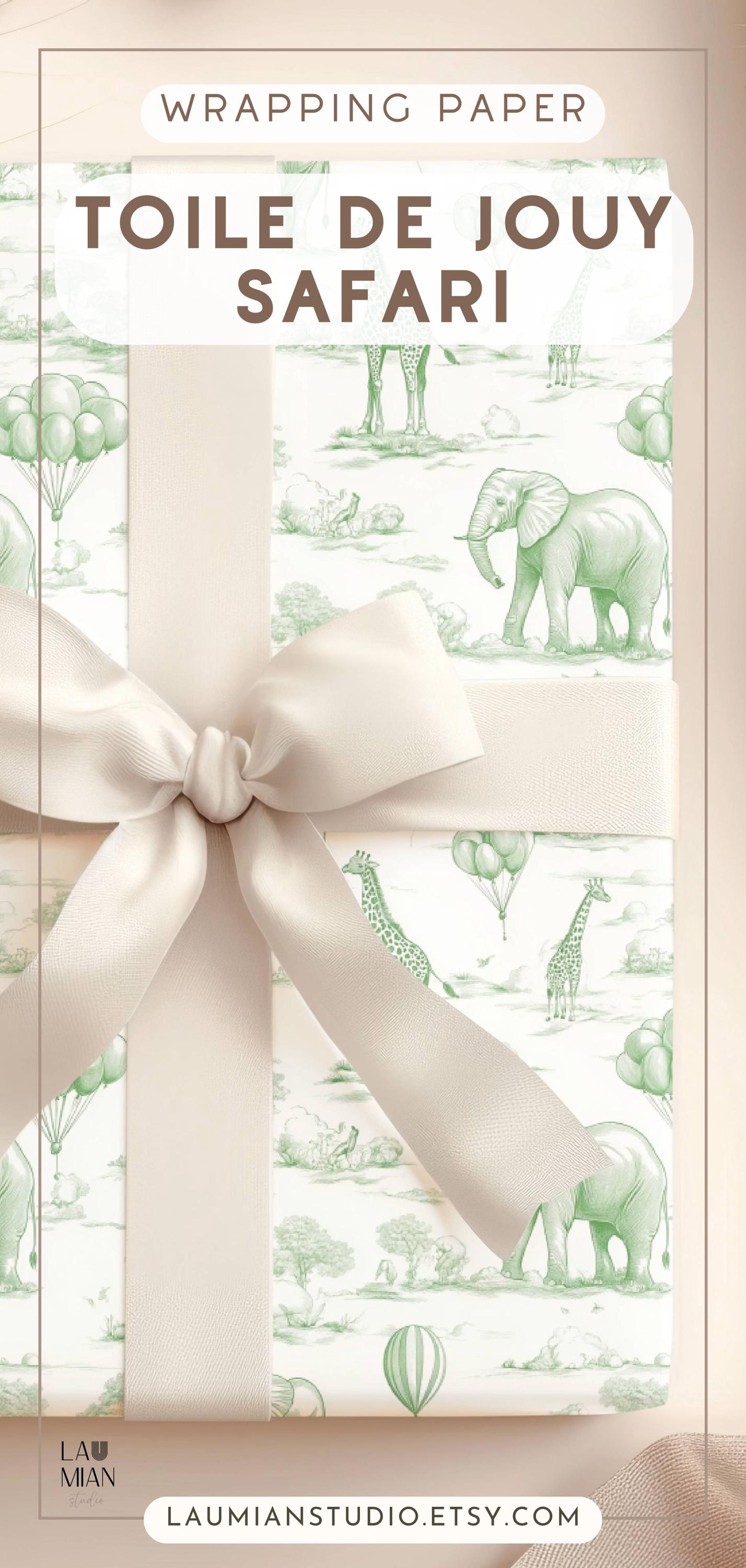 Gender Reveal Gift Wrapping Paper Neutral Baby Shower Gift Wrap Toile Sage Wrapping Paper Nature Animal Gift Wrap Safari Birthday Party - LAUMIANstudio