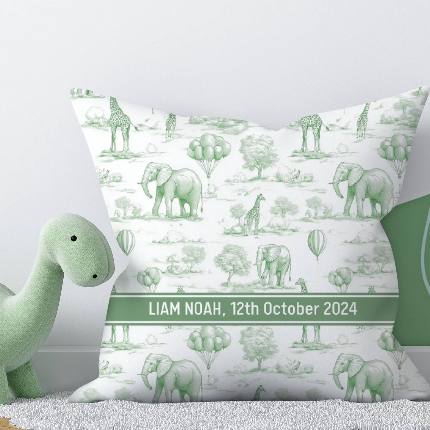 Toile Art Pillow Cover Nursery Safari Pillow Custom Baby Shower Gift Luxury Cushion Cover Elephant Chinoiserie Pillow Kid Toile de Jouy Case - LAUMIANstudio