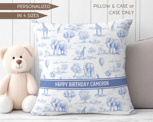 Toile Art Pillow Cover Nursery Safari Pillow Custom Baby Shower Gift Luxury Cushion Cover Elephant Chinoiserie Pillow Kid Toile de Jouy Case - LAUMIANstudio
