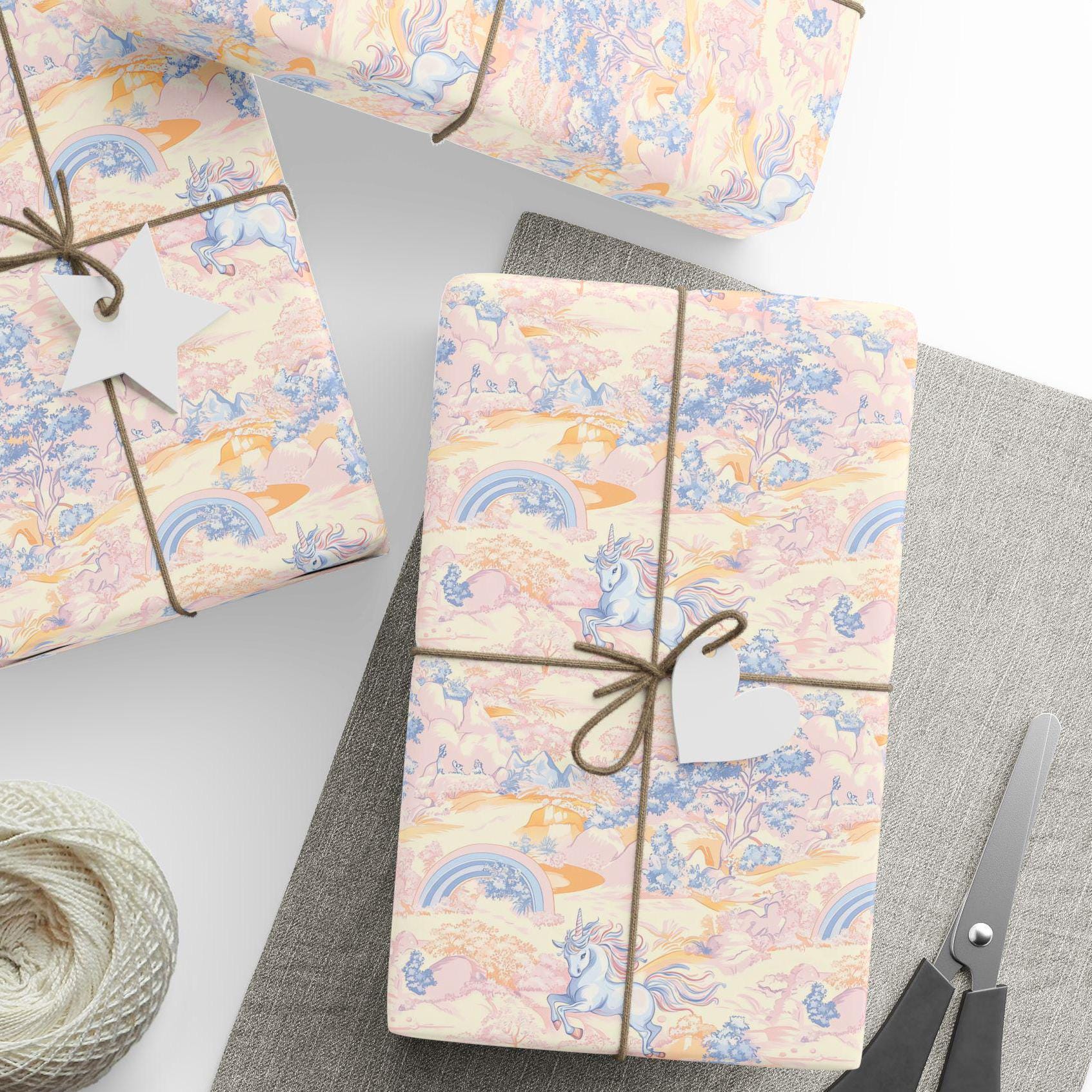 Girl Unicorn Wrapping Paper Pastel Unicorn Present Wrap Unicorn Birthday Gift Wrap Pastel Rainbow Party Wrap Unicorn Party Supplies Rainbow - LAUMIANstudio