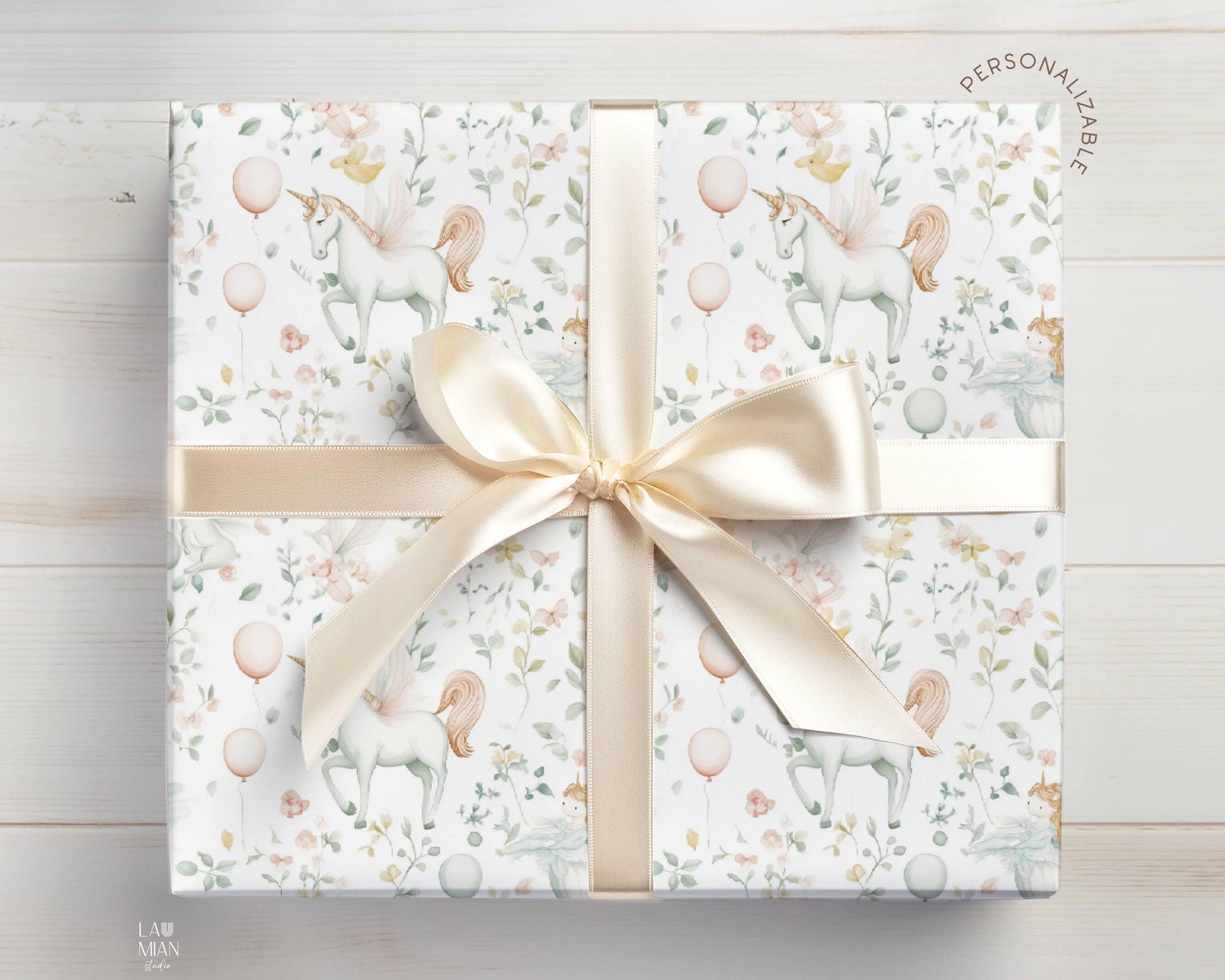 Girl Birthday Gift Wrap Unicorn Wrapping Paper Toile Unicorn Birthday Party Decor Toile de Jouy Present Wrap 6th Birthday Gift Wrap Unicorn - LAUMIANstudio