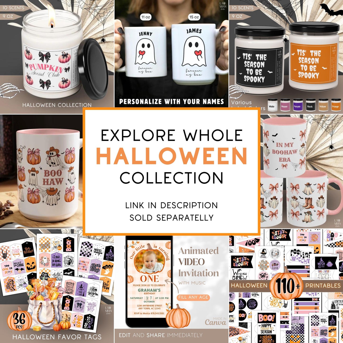 Custom Halloween Party Gift Wrap Toile Spooky Halloween Wrapping Paper Elegant Scary Wrapping Paper Roll Halloween Birthday Party Present - LAUMIANstudio