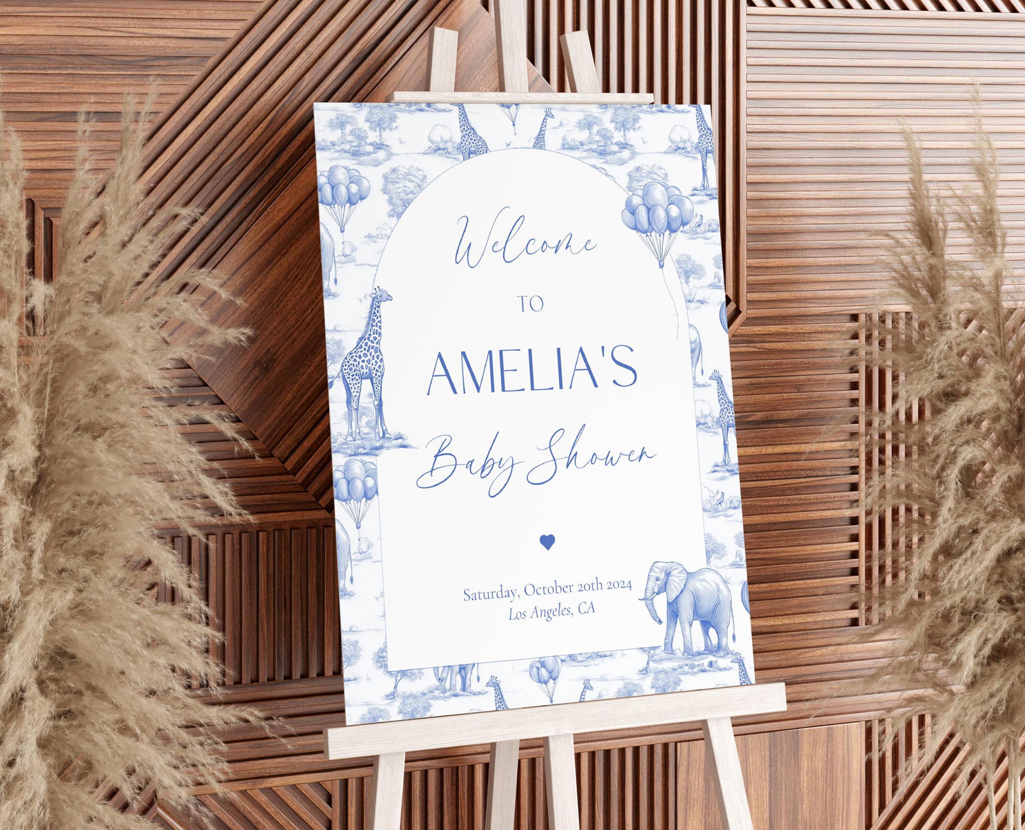 Chinoiserie Welcome Sign Baby Shower Toile Decor for Baby Shower Welcome Sign Canva Editable Template Toile Baby Shower Printable Large Sign - LAUMIANstudio