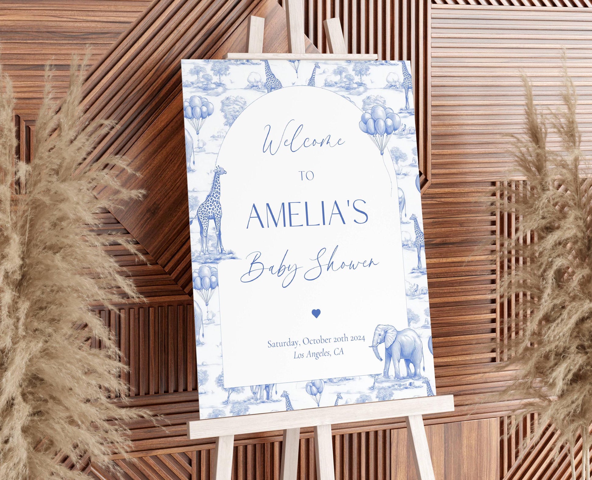 Chinoiserie Welcome Sign Baby Shower Toile Decor for Baby Shower Welcome Sign Canva Editable Template Toile Baby Shower Printable Large Sign - LAUMIANstudio
