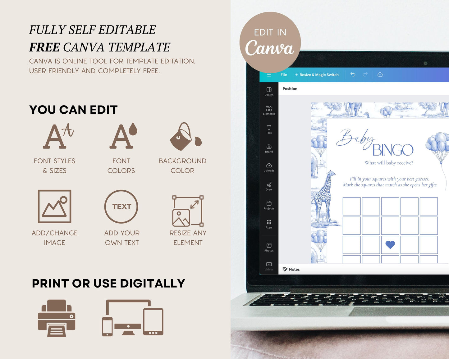 Boy Baby Shower Game Template Chinoiserie Baby Shower Trivia Game Editable Baby Shower Bingo Printable Card Classy Baby Prediction Card Game - LAUMIANstudio