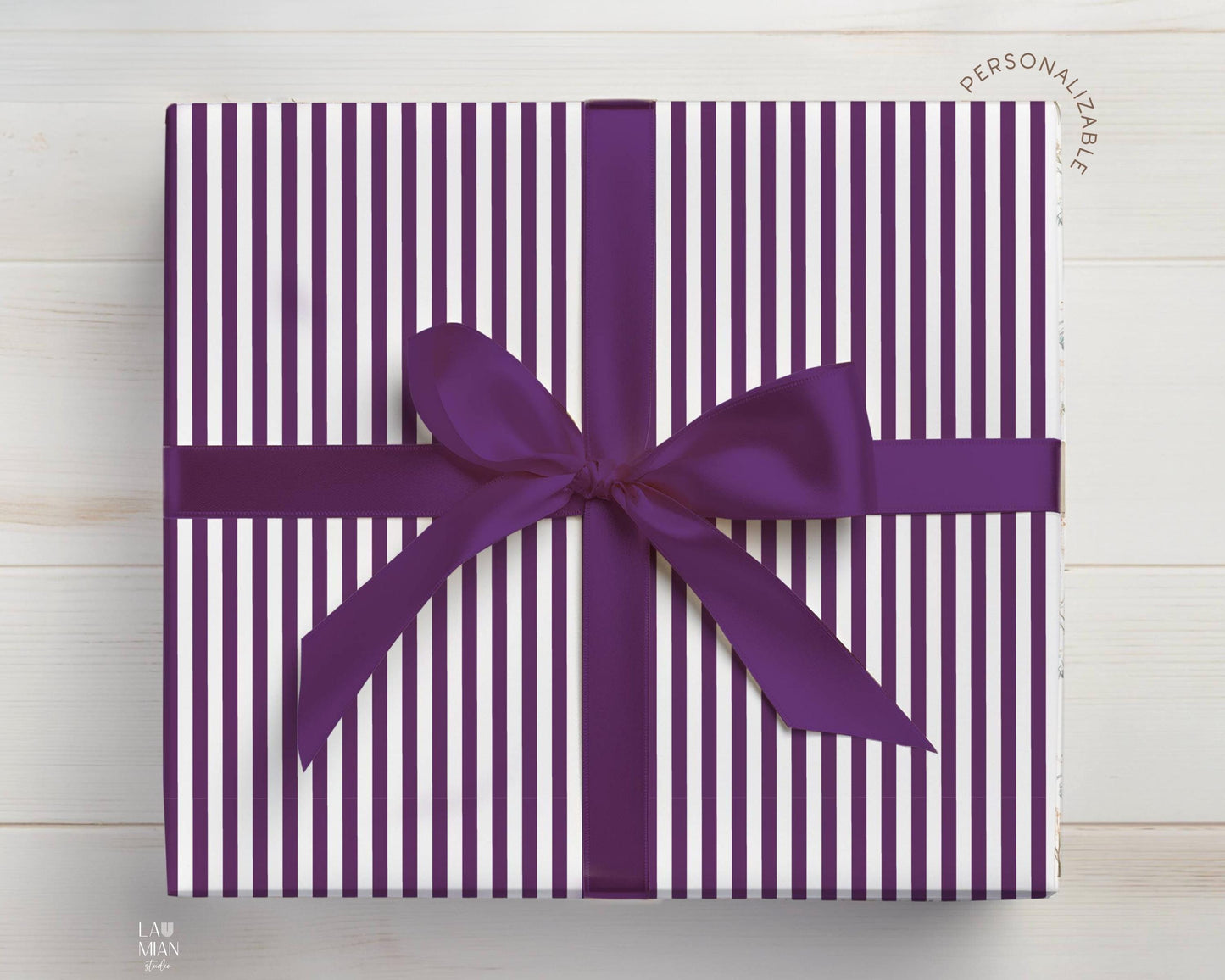 Luxury Striped Gift Wrapping Paper Roll for Her Purple Elegant Christmas Gift Wrap Chic Holiday Wrapping Paper Roll for Charity Gift Wrap - LAUMIANstudio