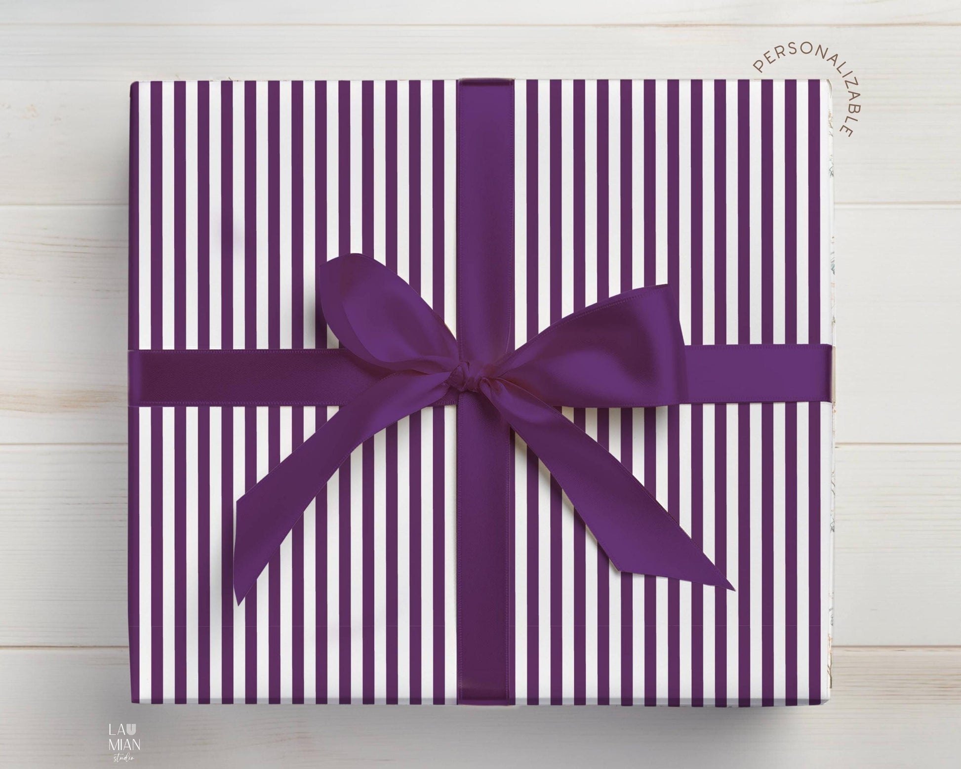 Luxury Striped Gift Wrapping Paper Roll for Her Purple Elegant Christmas Gift Wrap Chic Holiday Wrapping Paper Roll for Charity Gift Wrap - LAUMIANstudio