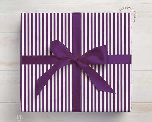Luxury Striped Gift Wrapping Paper Roll for Her Purple Elegant Christmas Gift Wrap Chic Holiday Wrapping Paper Roll for Charity Gift Wrap - LAUMIANstudio