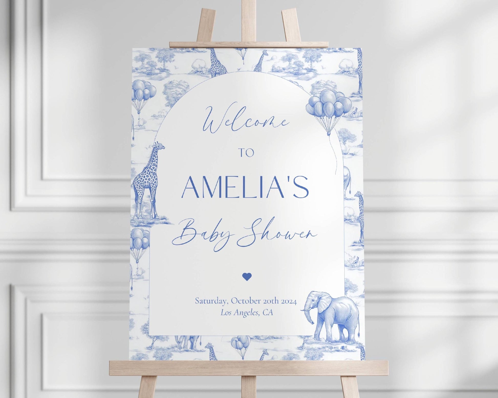Blue Toile Baby Shower Welcome Sign Chinoiserie Boy Baby Shower Welcome Sign Editable Template Canva Welcome Sign Toile Baby Shower Decor - LAUMIANstudio