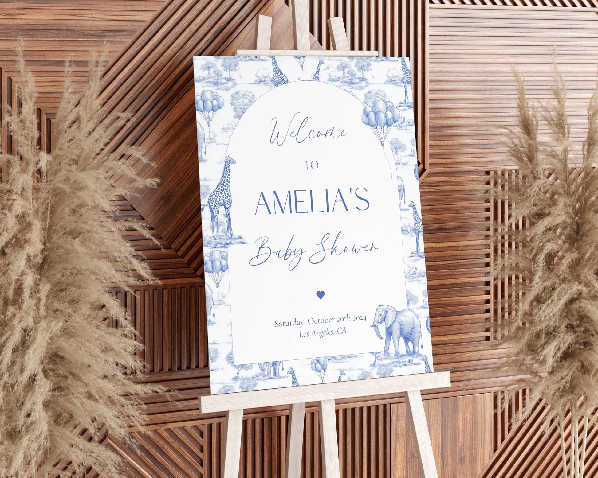 Blue Toile Baby Shower Welcome Sign Chinoiserie Boy Baby Shower Welcome Sign Editable Template Canva Welcome Sign Toile Baby Shower Decor - LAUMIANstudio
