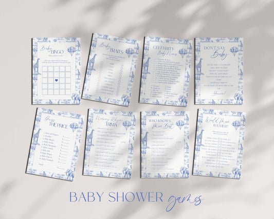 Boy Baby Shower Game Template Chinoiserie Baby Shower Trivia Game Editable Baby Shower Bingo Printable Card Classy Baby Prediction Card Game - LAUMIANstudio