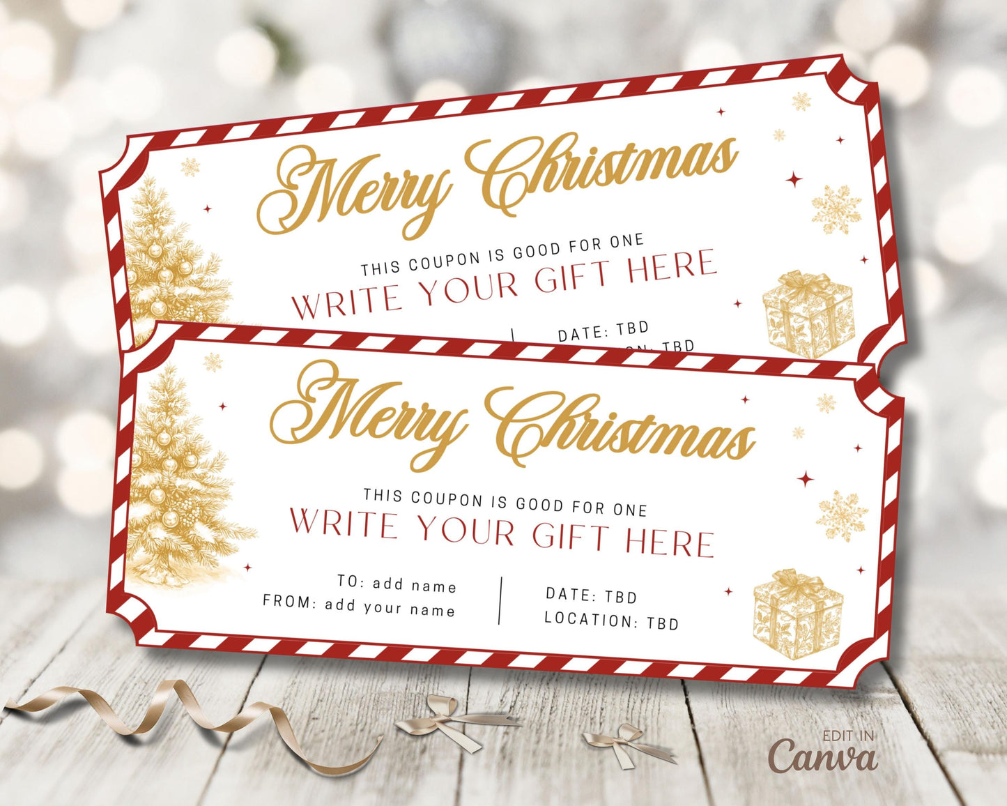 Editable Custom Christmas Golden Coupon For Nana Last Minute Gift Coupon Christmas Grandpa Last Minute Gift Idea Luxury Coupon Template - LAUMIANstudio