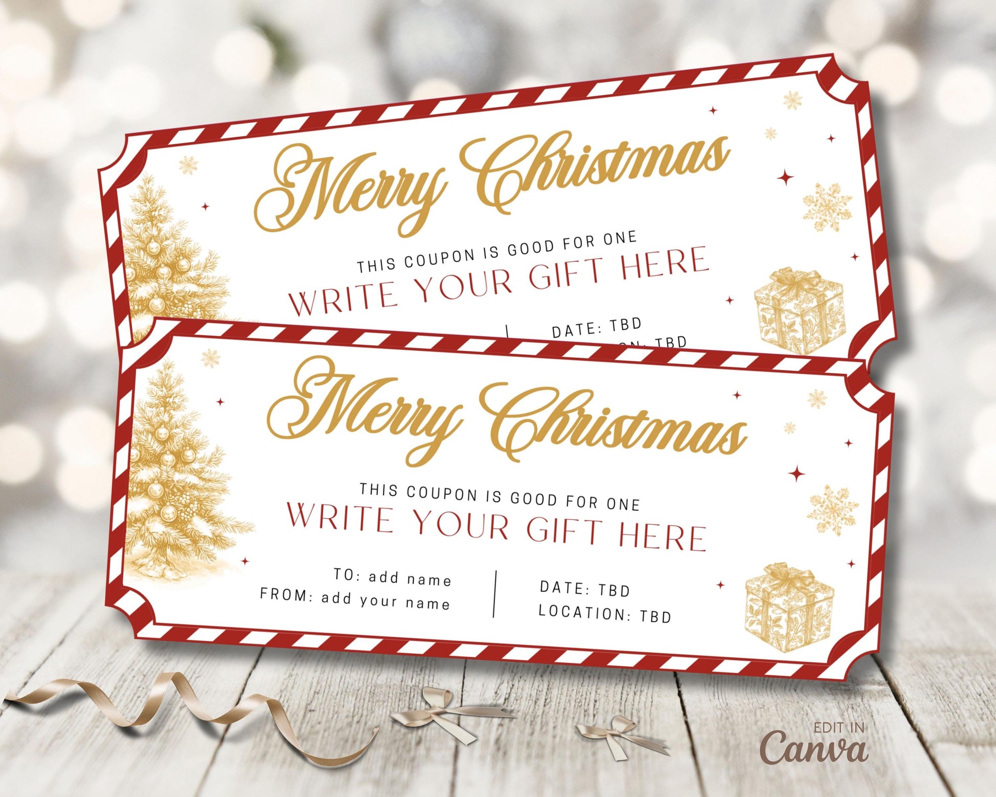 Editable Custom Christmas Golden Coupon For Nana Last Minute Gift Coupon Christmas Grandpa Last Minute Gift Idea Luxury Coupon Template - LAUMIANstudio